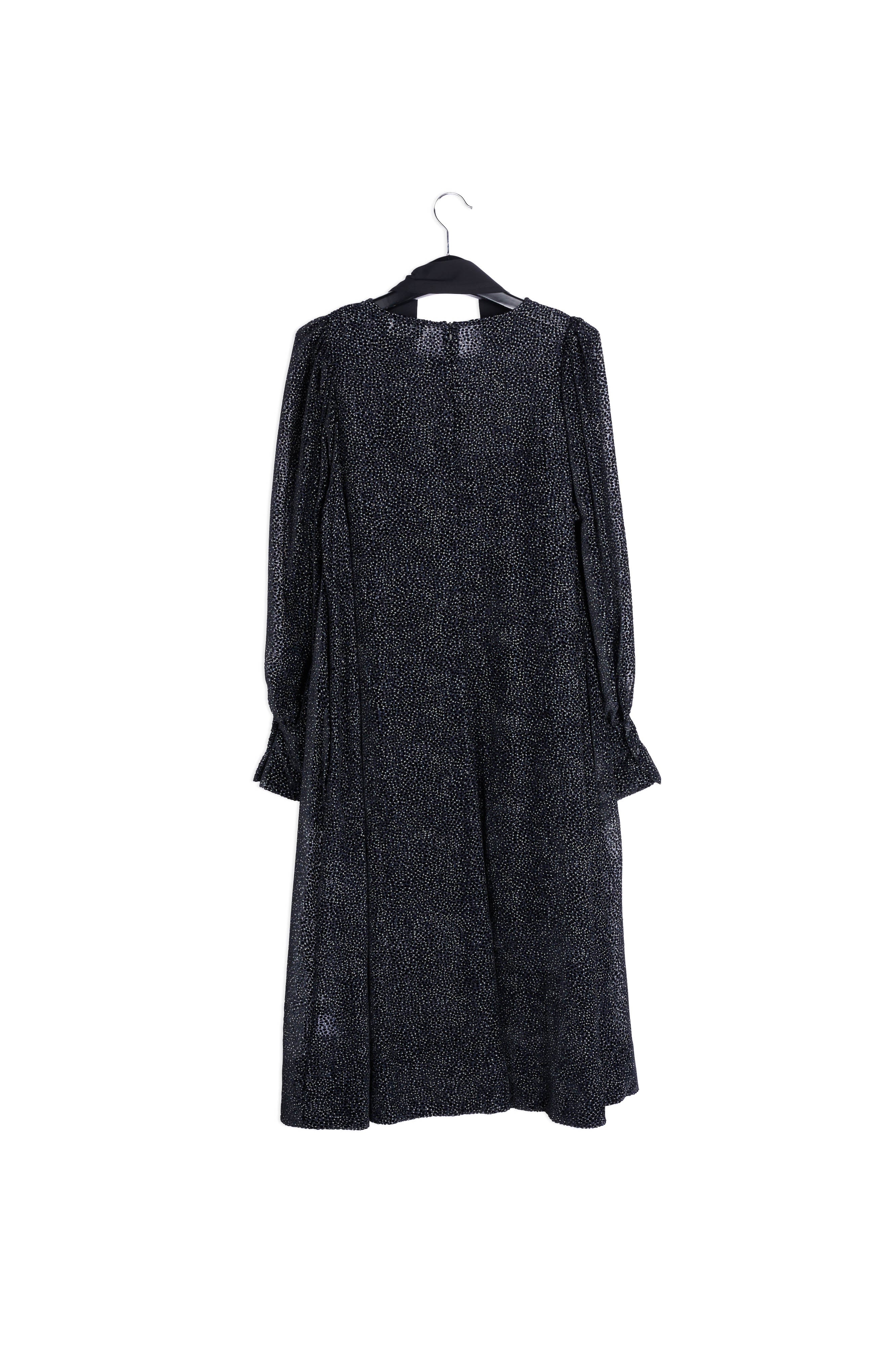 Black and off-white dotted a-line long dress RE—SSENTIEL | Essentiel second hand