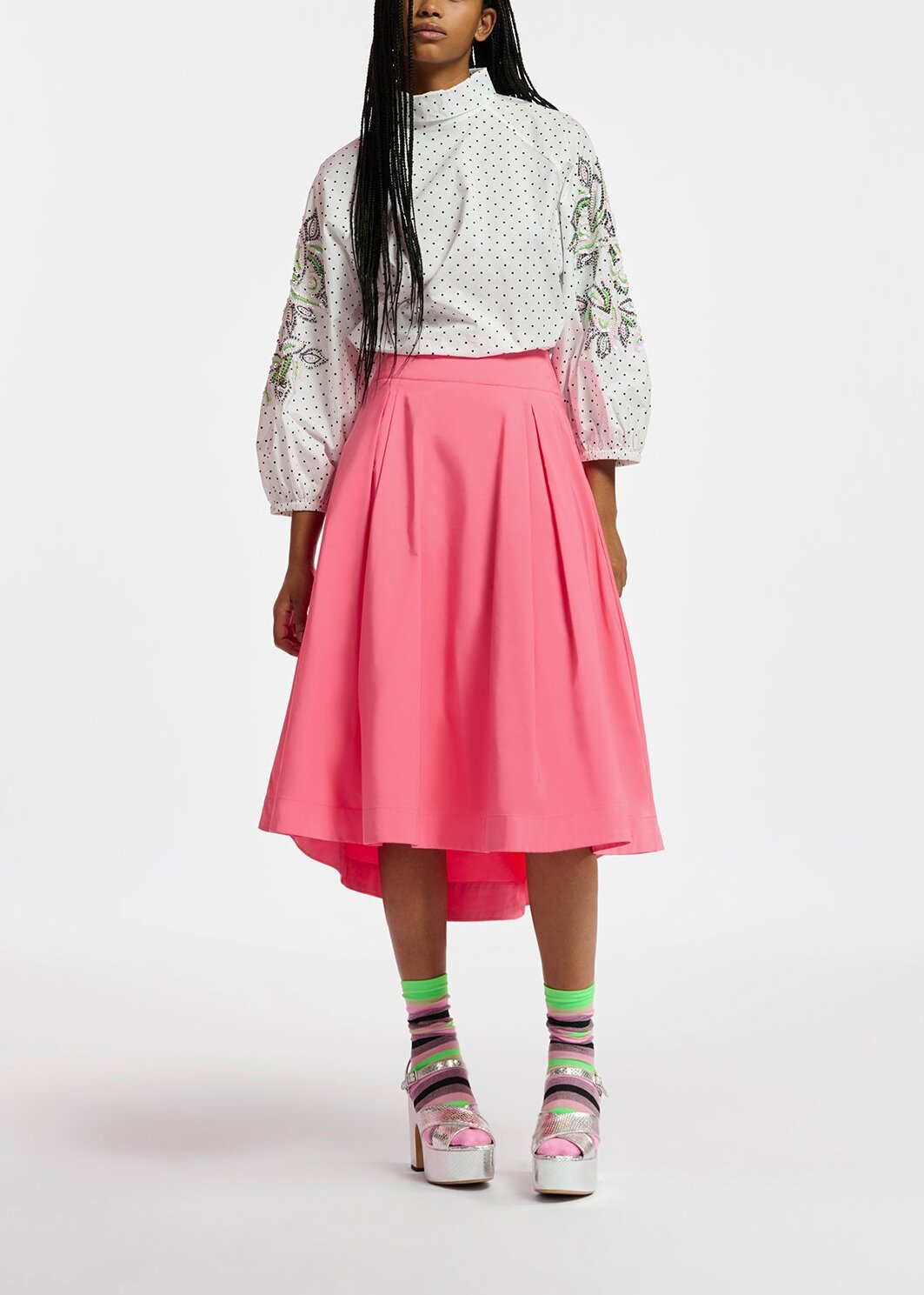 Pink pleated midi skirt RE—SSENTIEL | Essentiel second hand