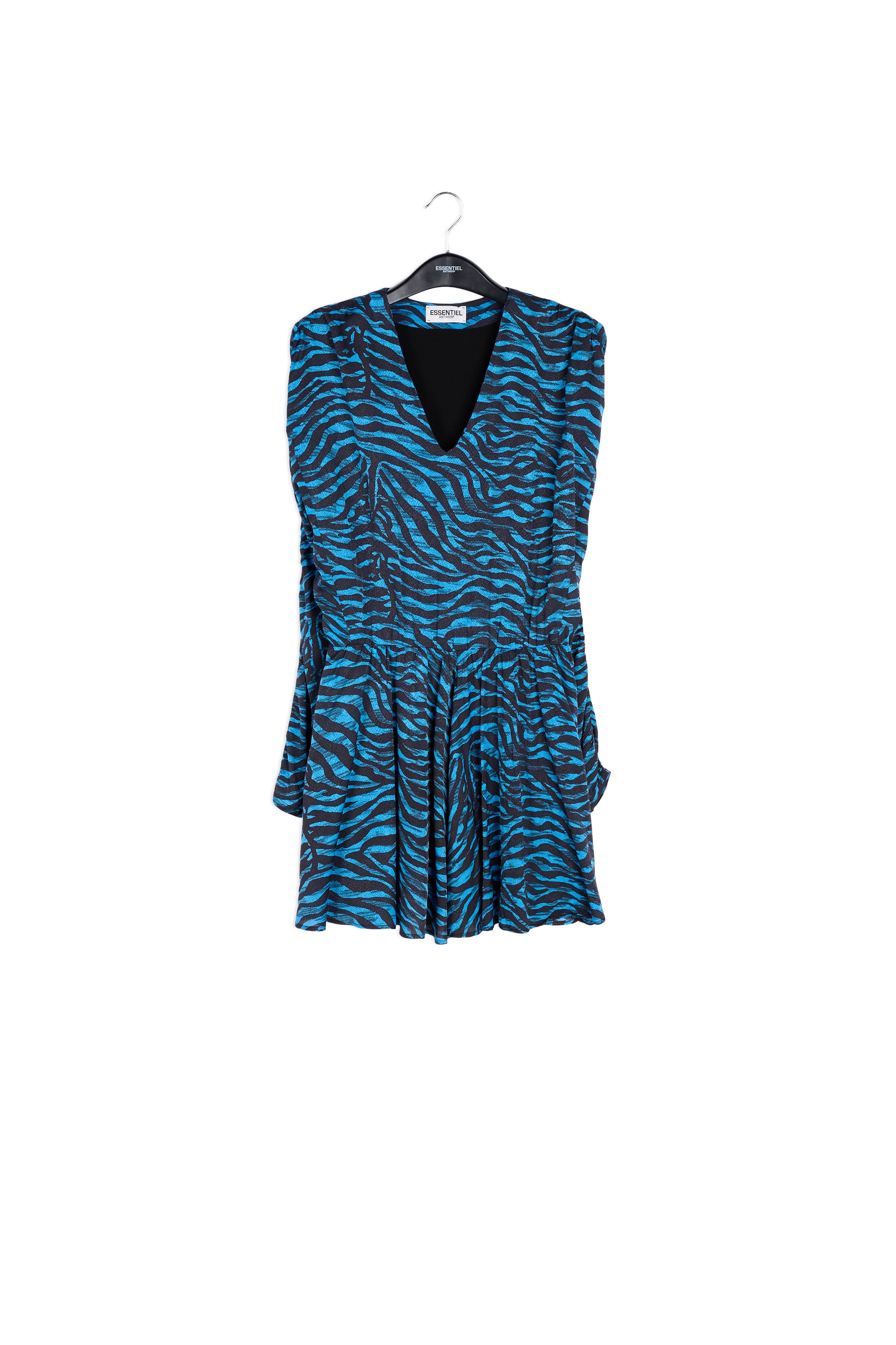 Turquoise and black zebra print mini dress RE—SSENTIEL | Essentiel second hand