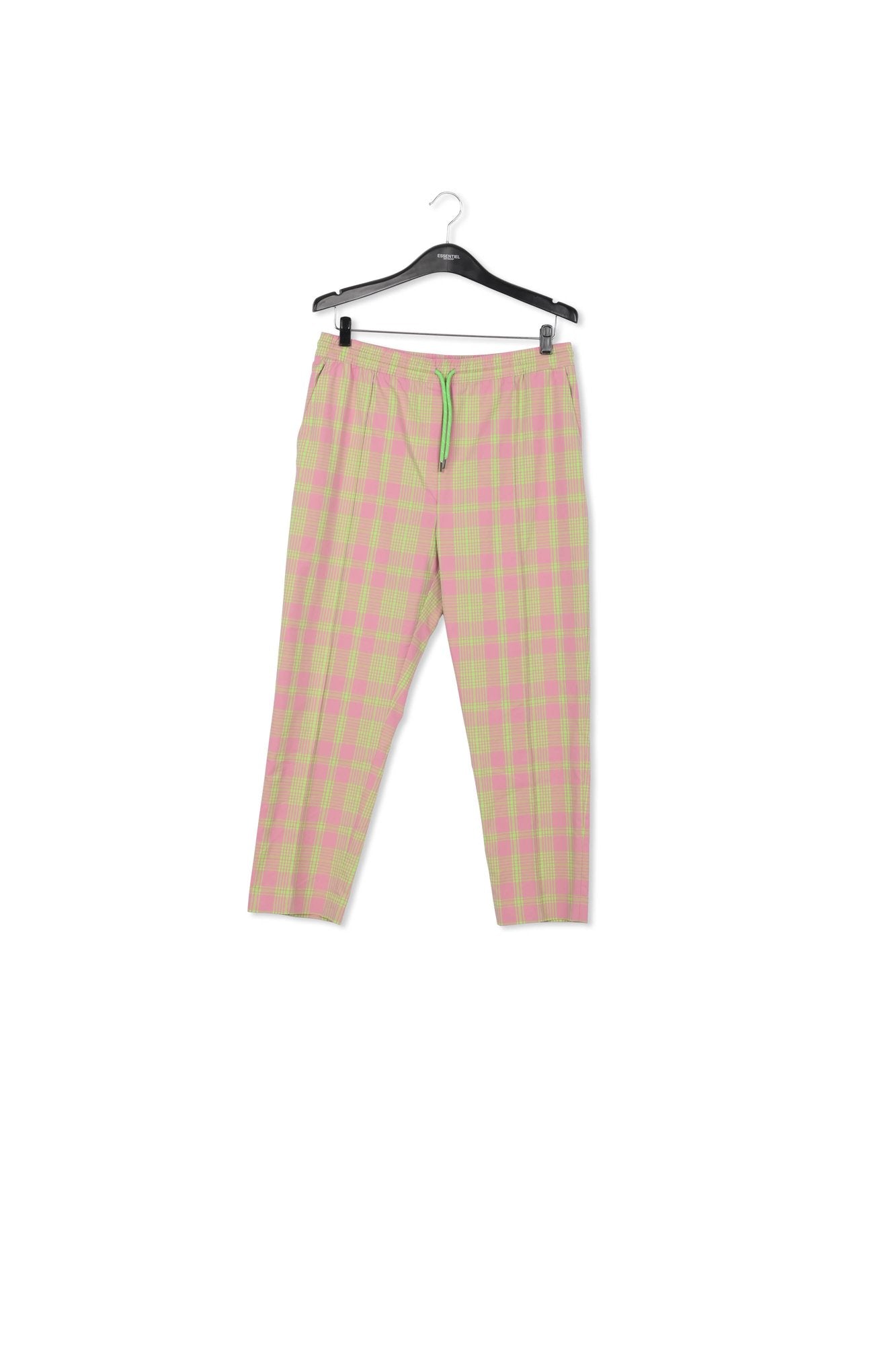 Dusty pink plaid cotton-blend pants RE—SSENTIEL | Essentiel second hand