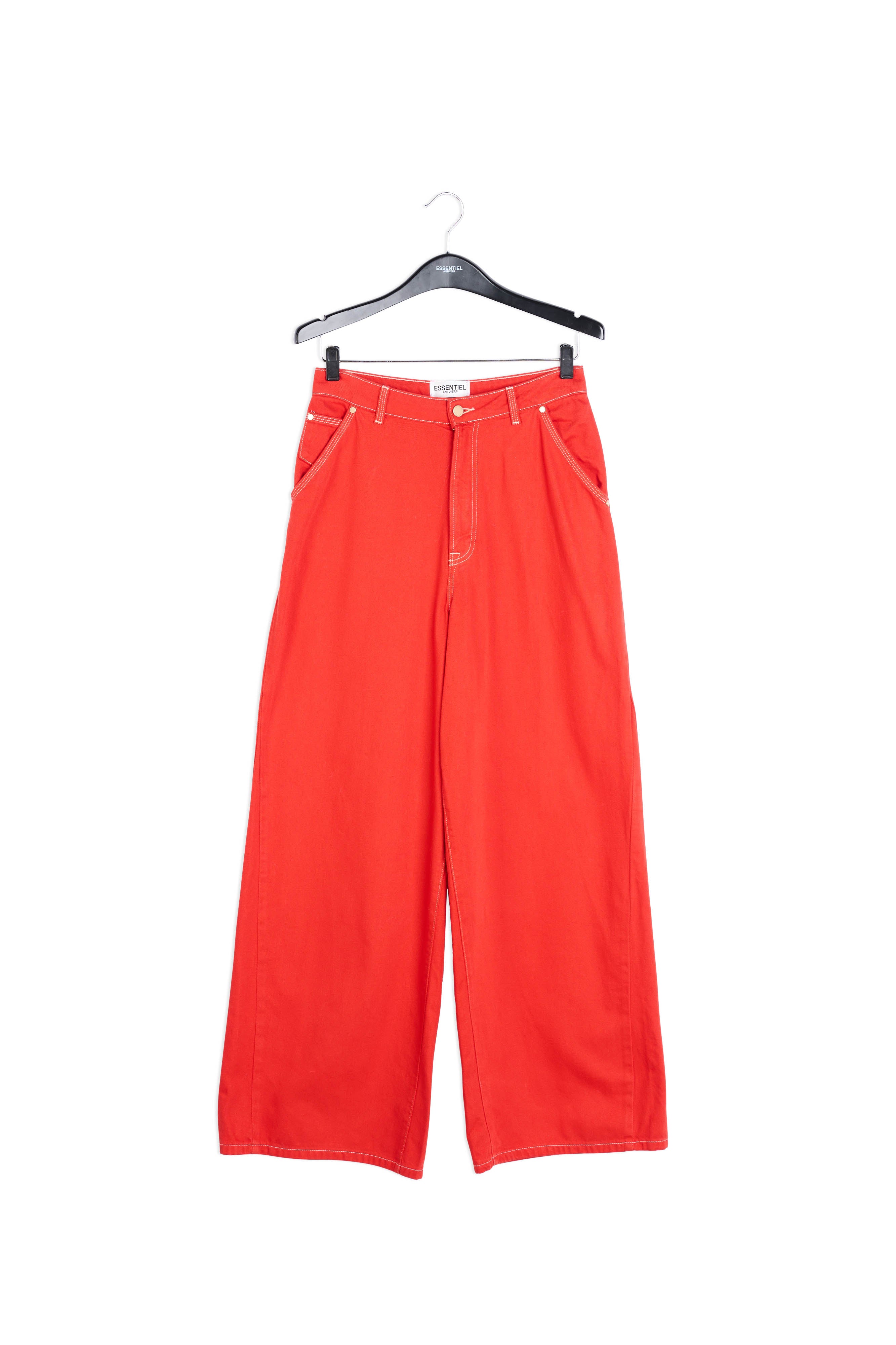 Red denim wide-leg jeans RE—SSENTIEL | Essentiel second hand