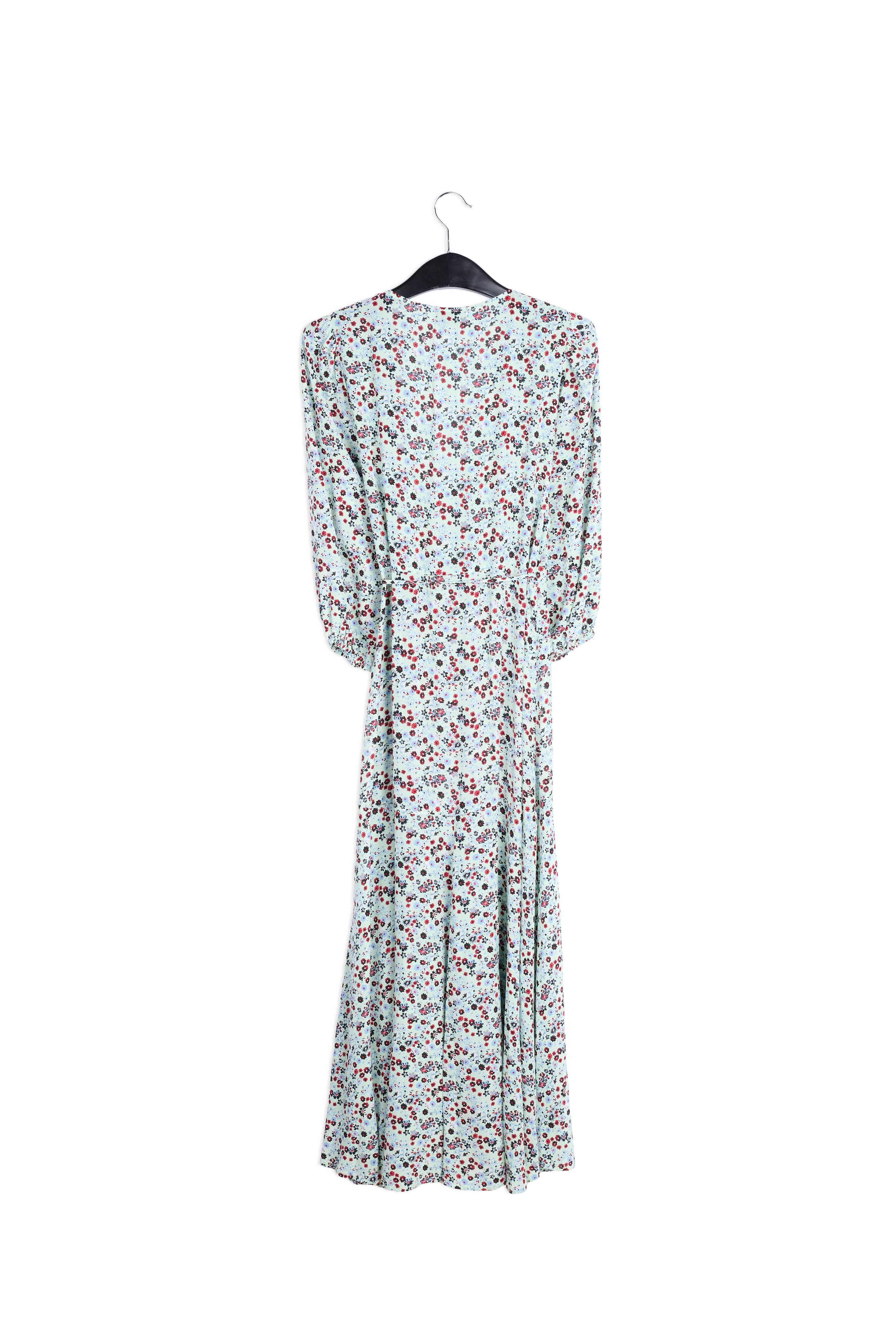 Robe maxi cache-cœur vert menthe à imprimé floral RE—SSENTIEL | Essentiel second hand