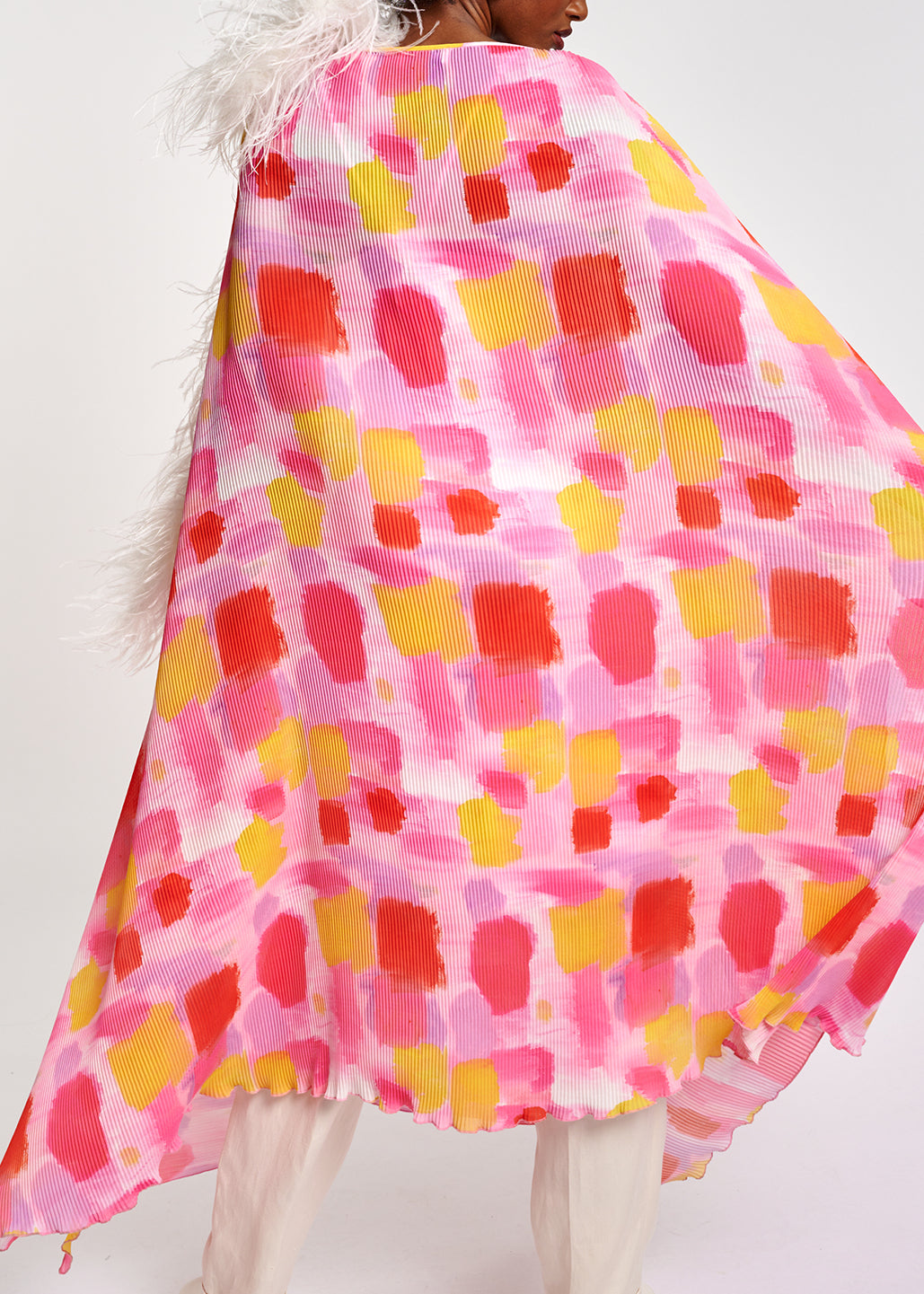 Pink and yellow pissé maxi-length kaftan dress RE—SSENTIEL | Essentiel second hand