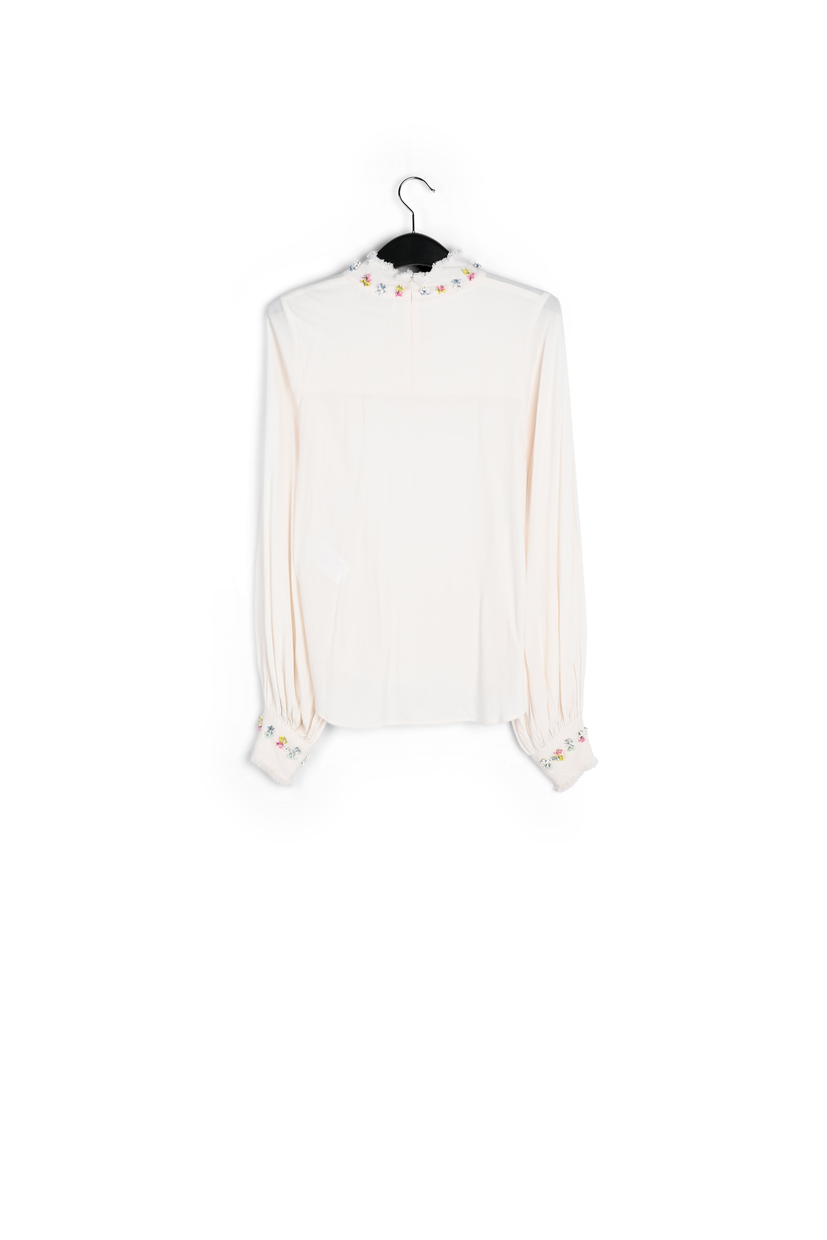 Gebroken witte top met versierd kraagje RE—SSENTIEL | Essentiel second hand