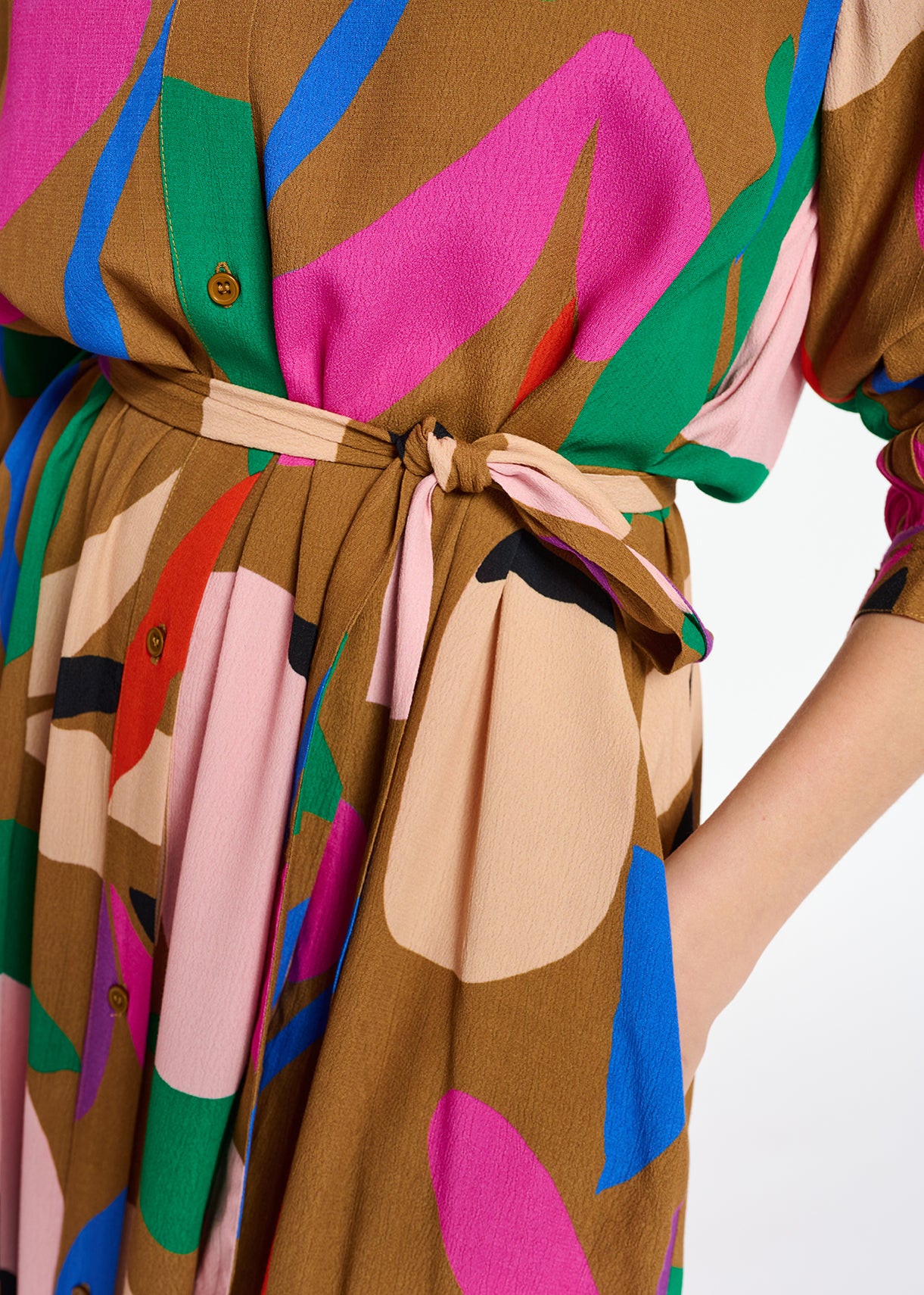 Camel graphic-print shirt dress RE—SSENTIEL | Essentiel second hand