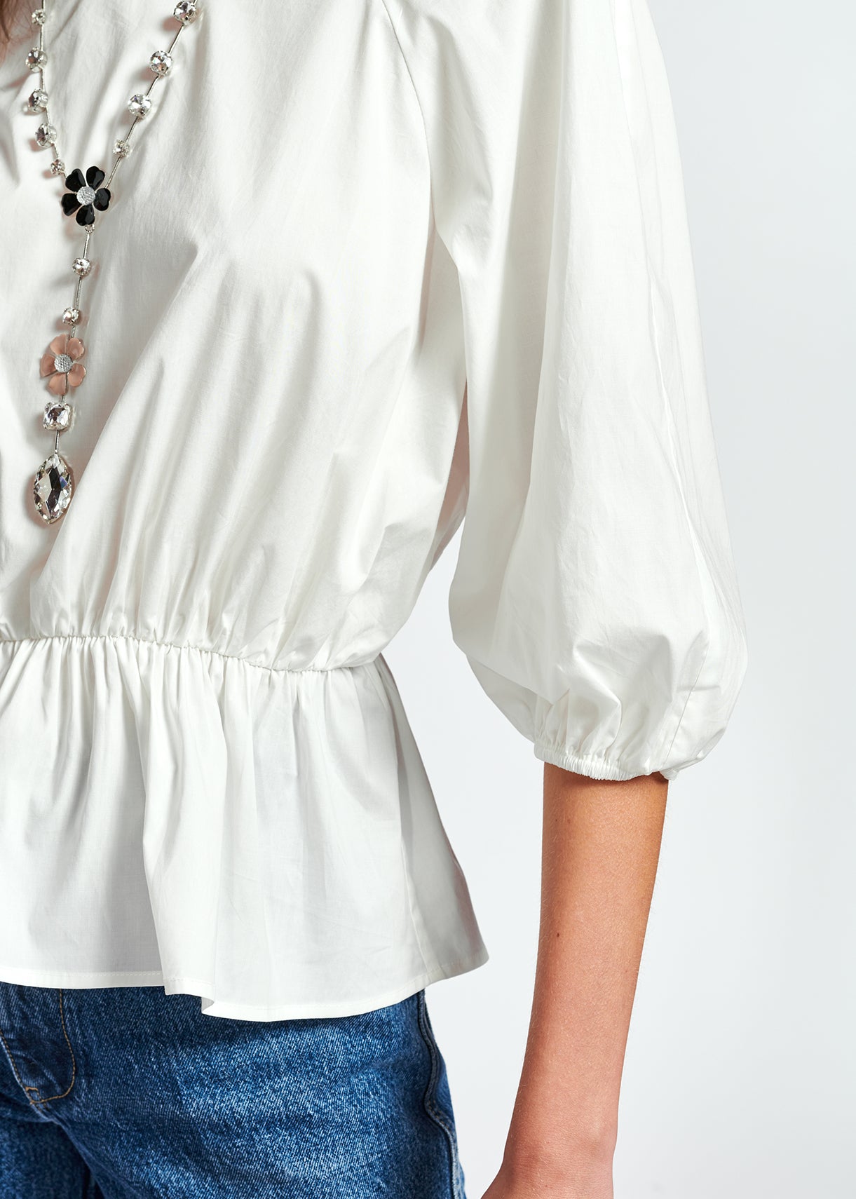 Top péplum blanc en coton popeline RE—SSENTIEL | Essentiel second hand