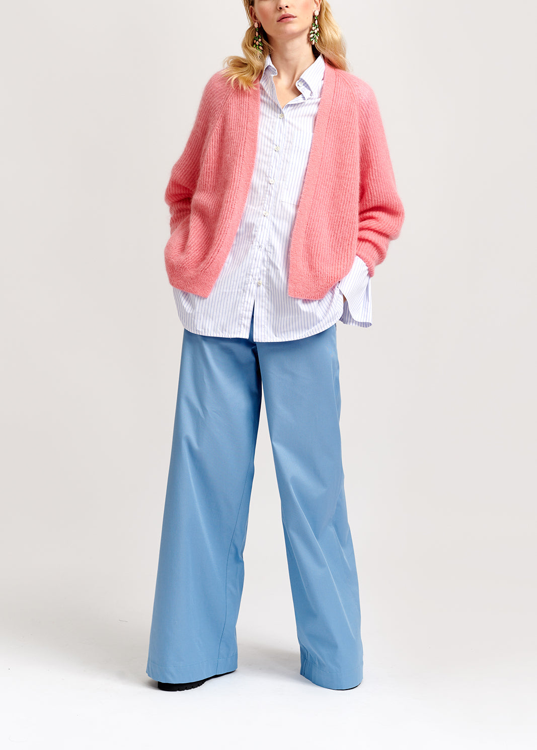 Cardigan rose côtelé en mohair mélangé RE—SSENTIEL | Essentiel second hand