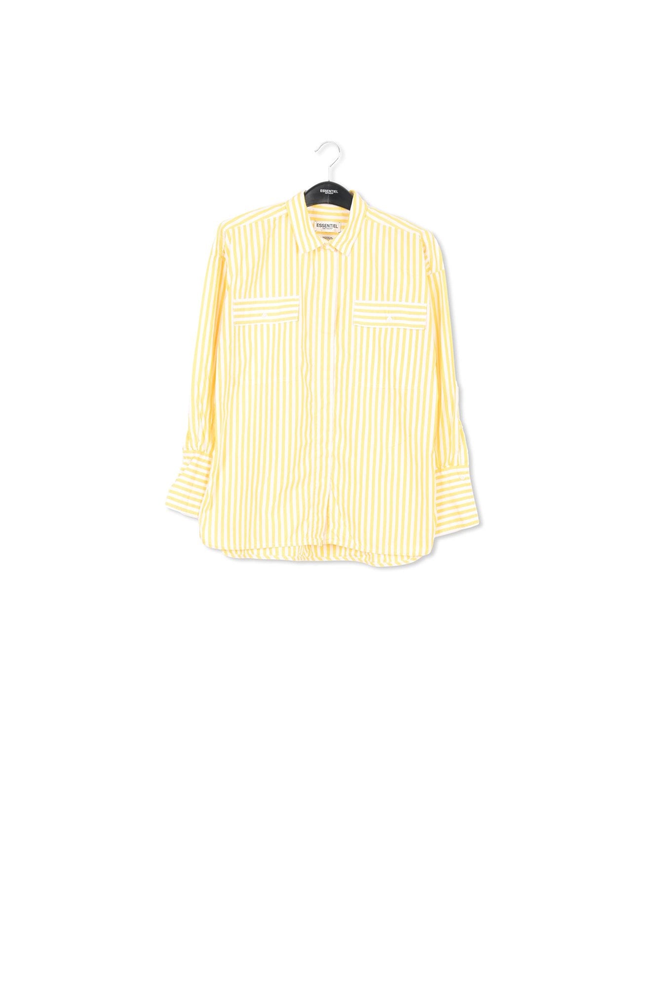 Oversized katoenen hemd met wit en geel streepmotief RE—SSENTIEL | Essentiel second hand