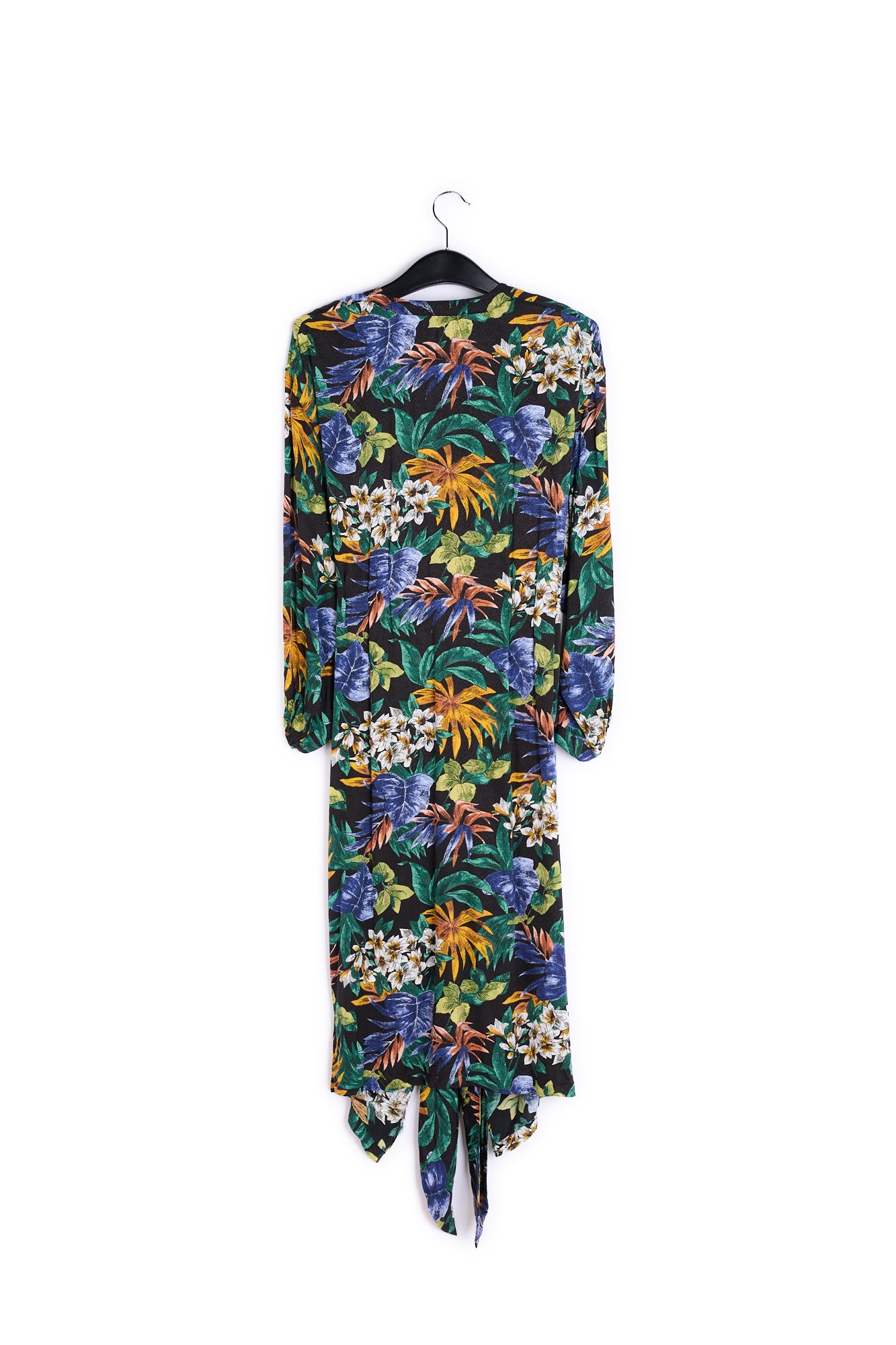 Blue, green and orange floral-print midi dress RE—SSENTIEL | Essentiel second hand