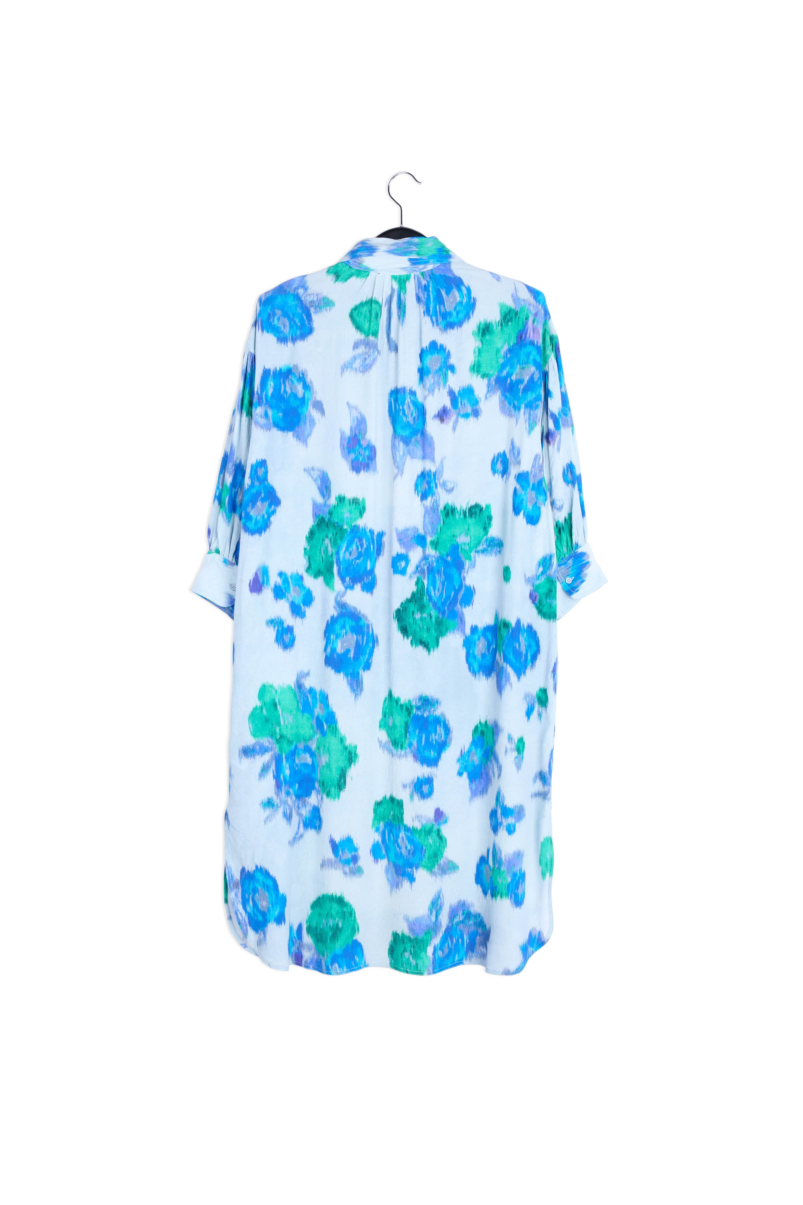 Light blue, blue and green floral-print shirt dress RE—SSENTIEL | Essentiel second hand