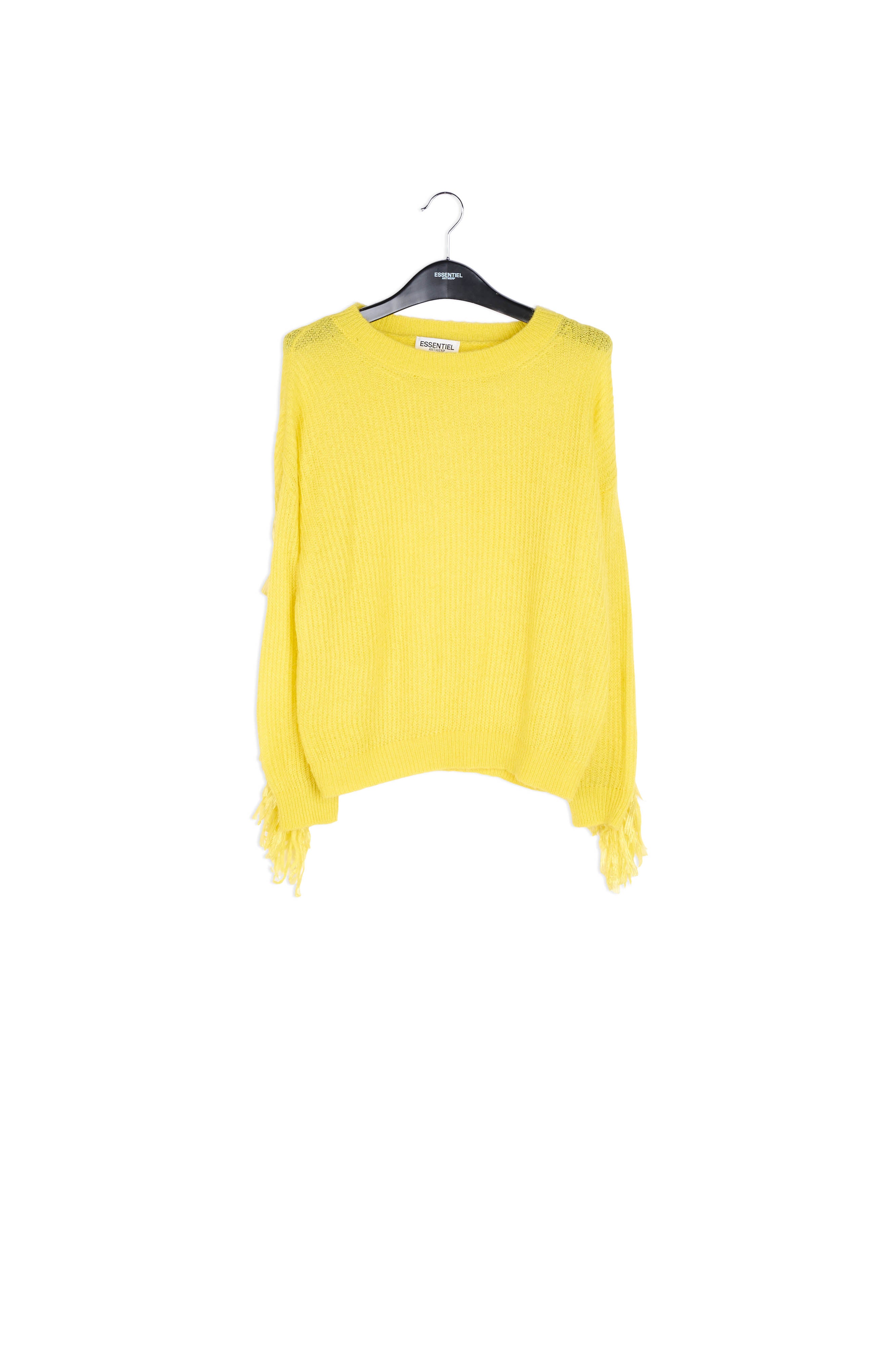 Yellow ribbed-knit sweater with fringed sleeves RE—SSENTIEL | Essentiel second hand