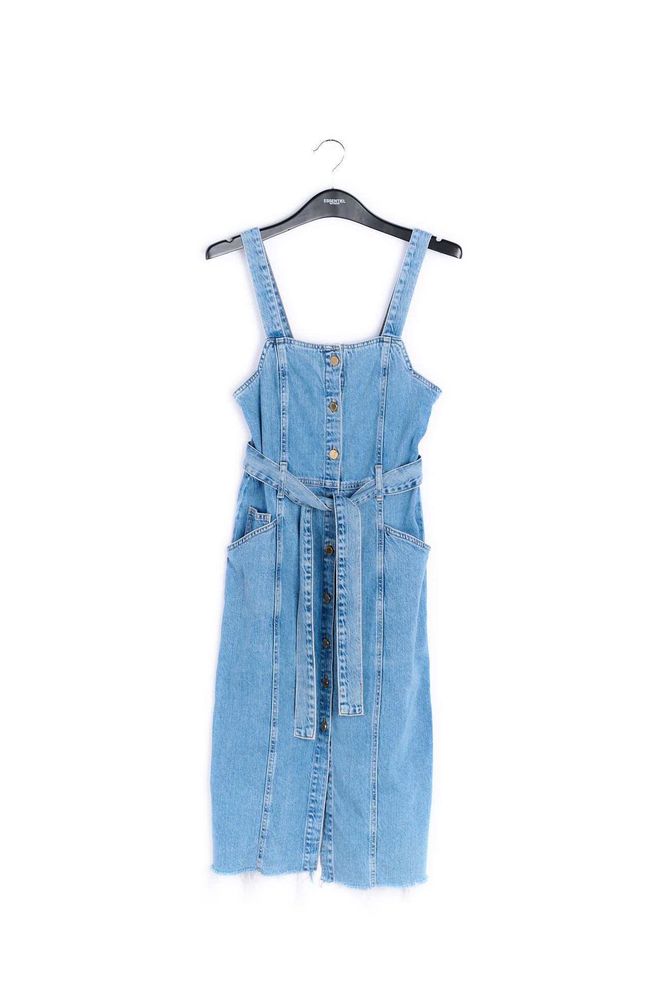 Dark blue belted denim mini dress RE—SSENTIEL | Essentiel second hand