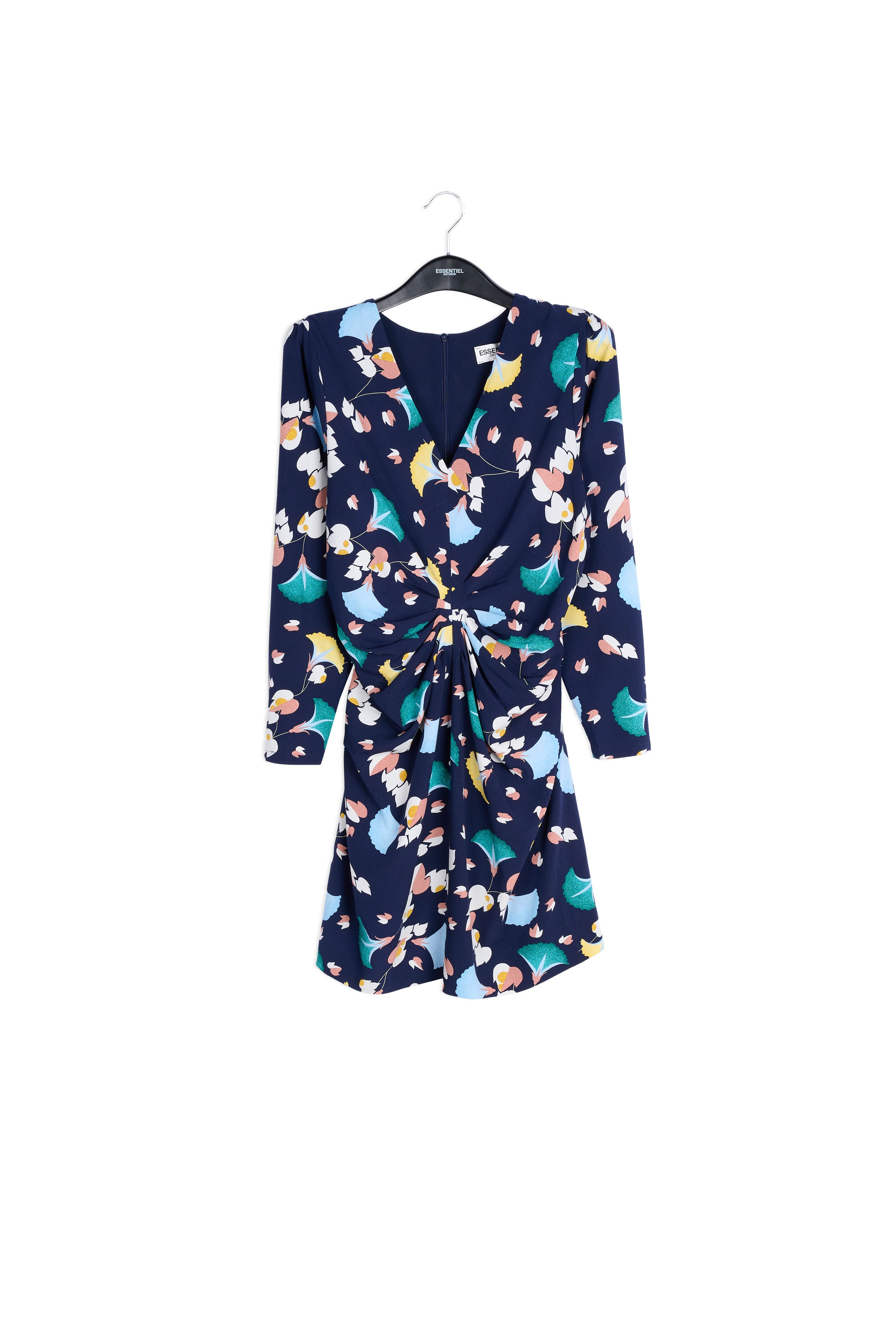 Zwarte mini-jurk met bloemenprint RE—SSENTIEL | Essentiel second hand