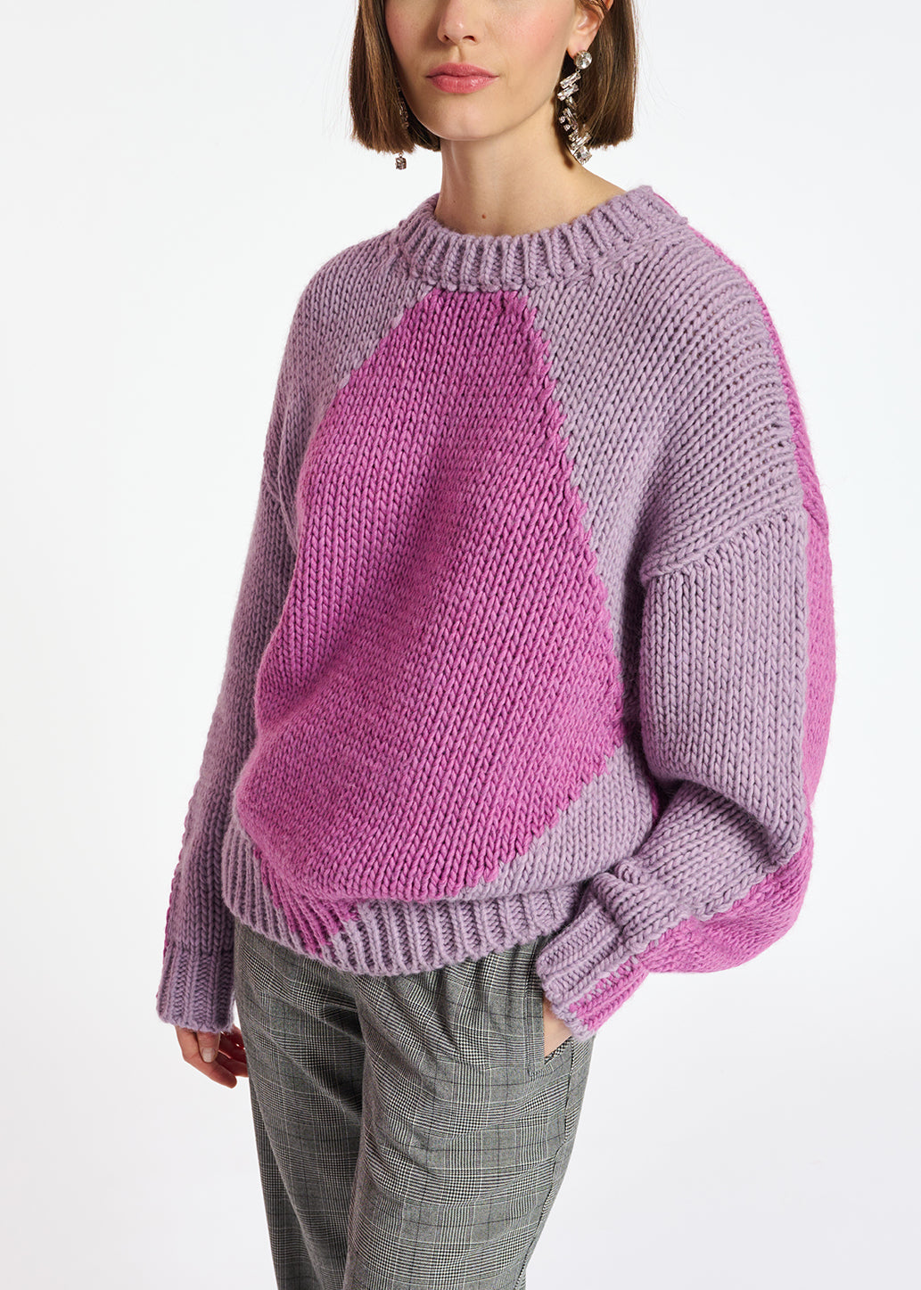 Lilac and pink chunky knit sweater RE—SSENTIEL | Essentiel second hand
