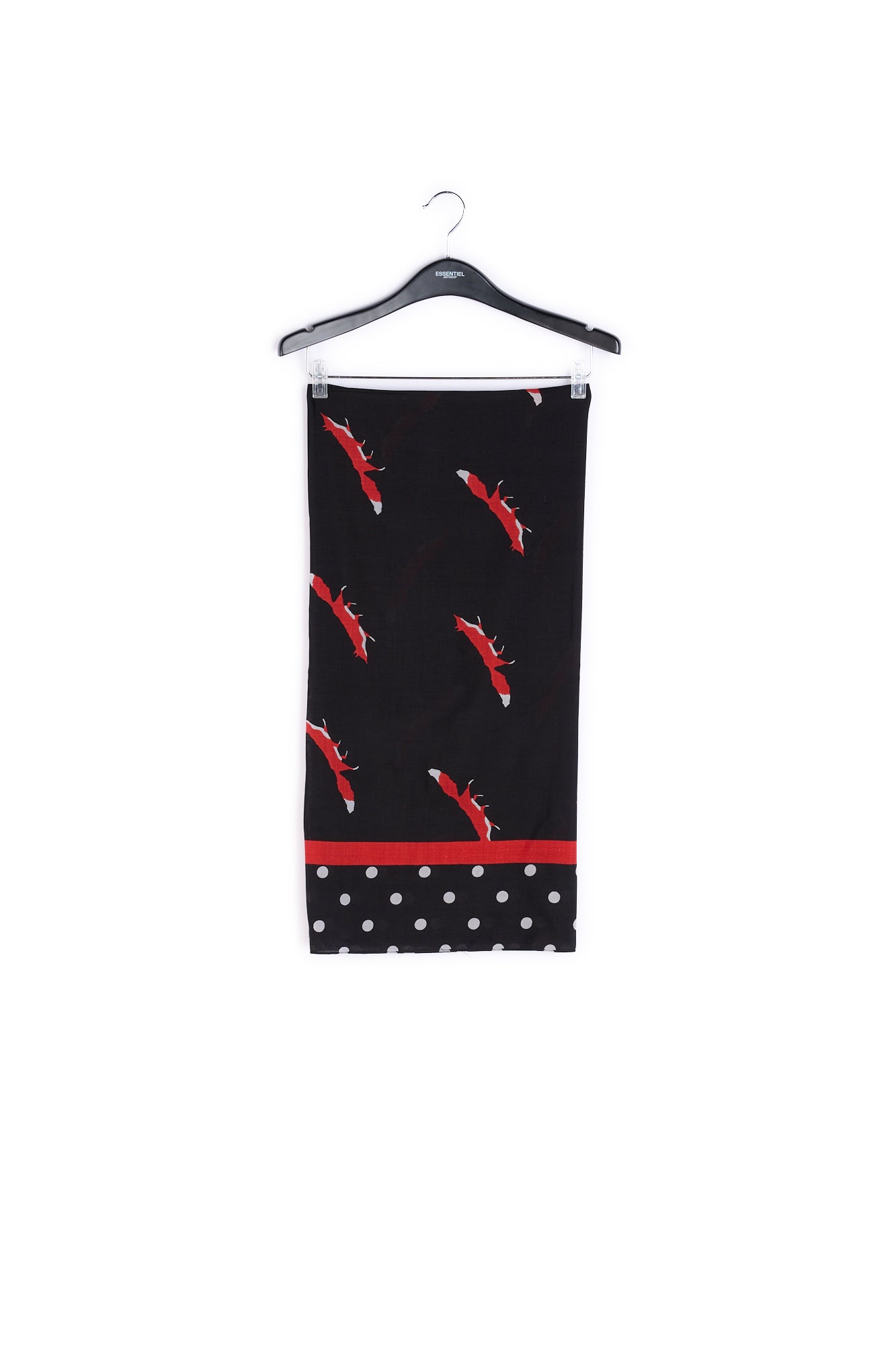 Black scarf with polka dots and foxes RE—SSENTIEL | Essentiel second hand