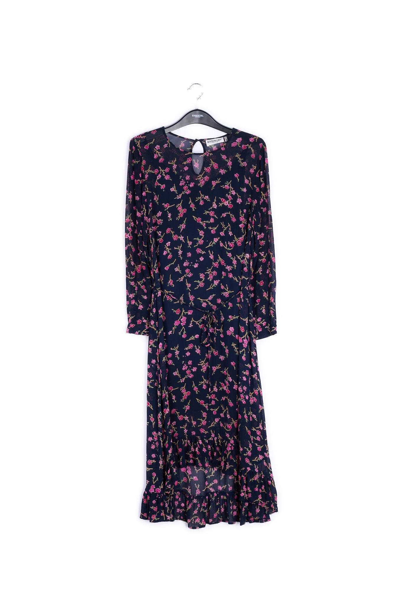 Dark blue floral midi A-line dress RE—SSENTIEL | Essentiel second hand