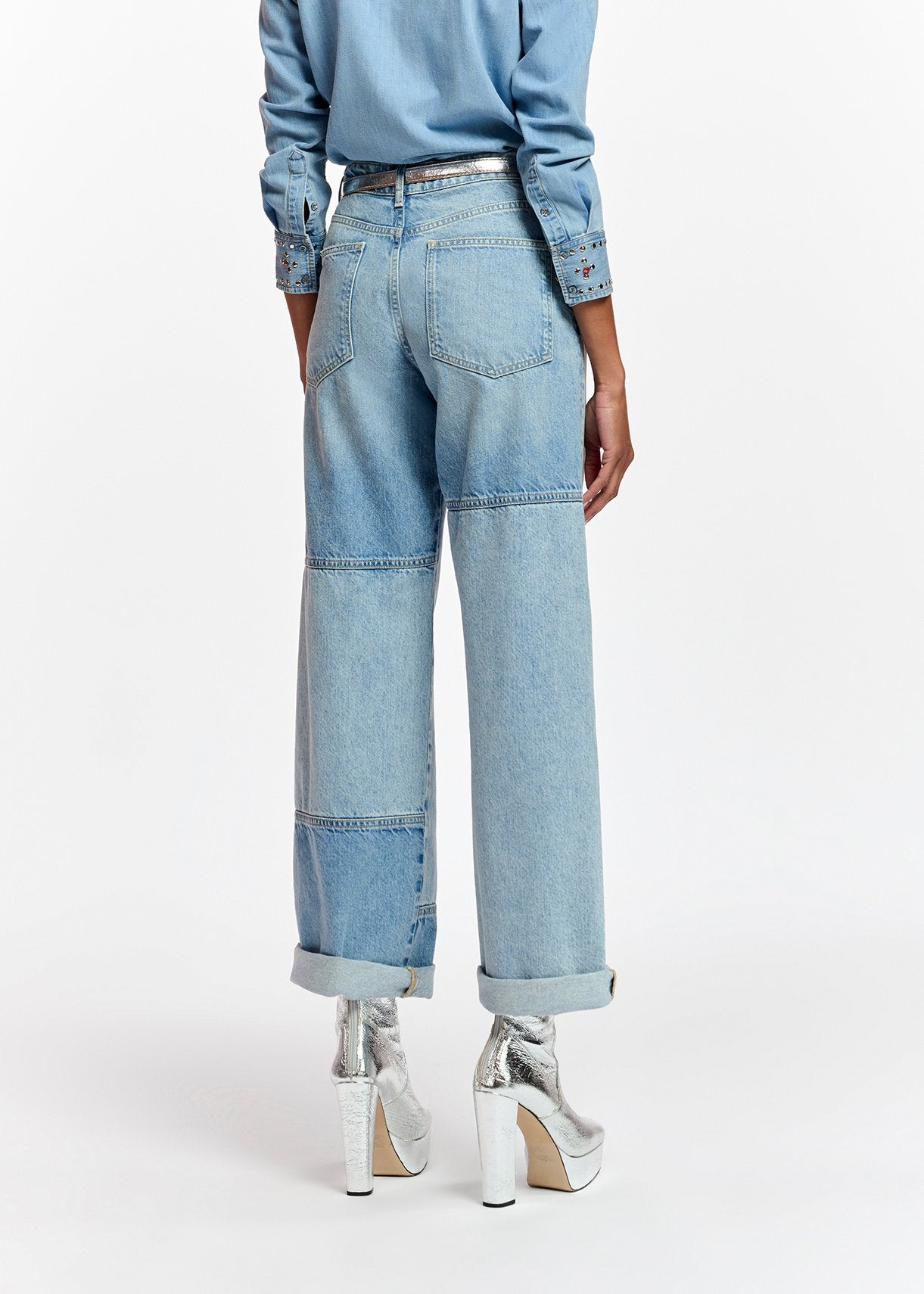 Straight-leg patchwork blue jeans RE—SSENTIEL | Essentiel second hand