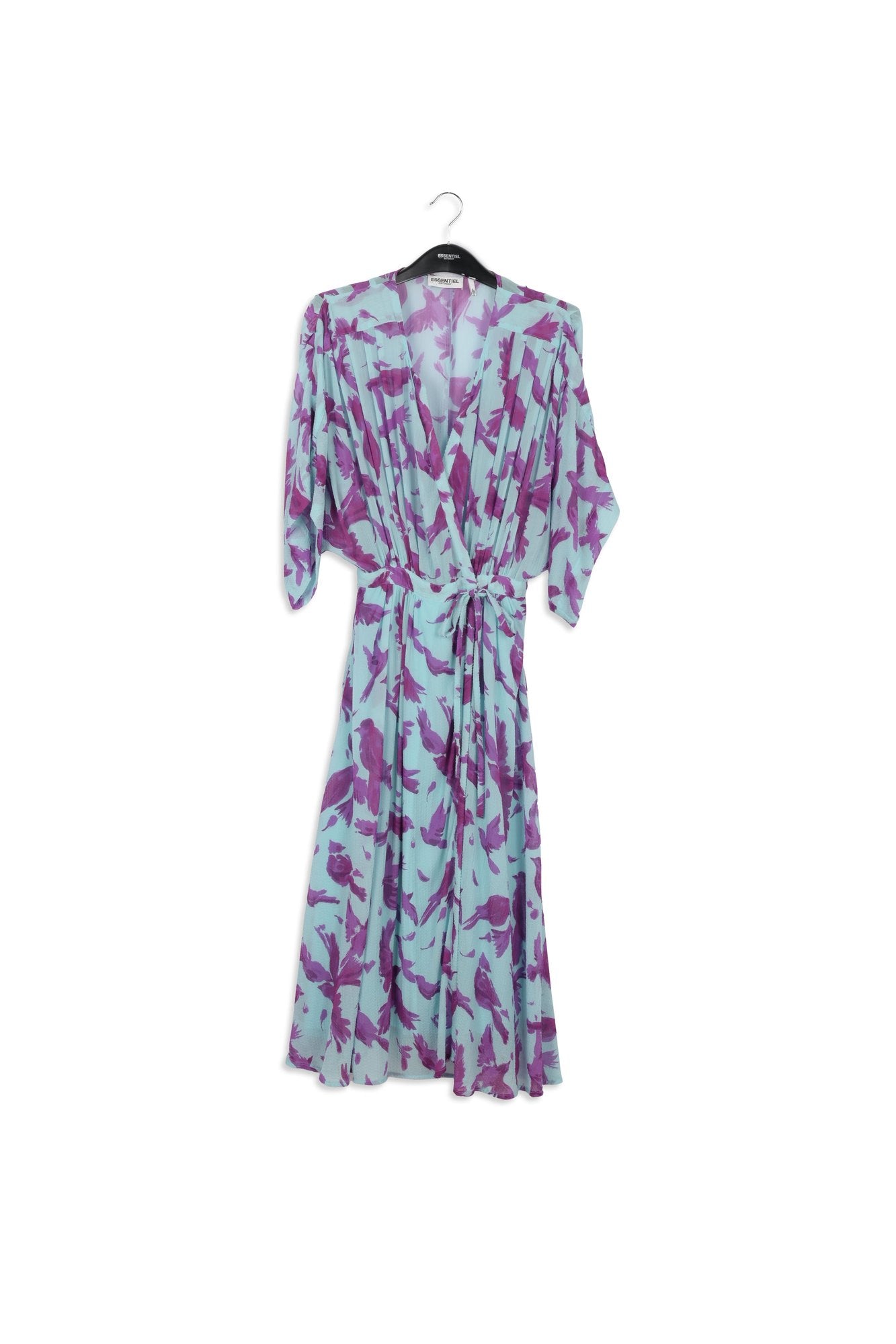 Light blue and purple midi-length wrap dress RE—SSENTIEL | Essentiel second hand