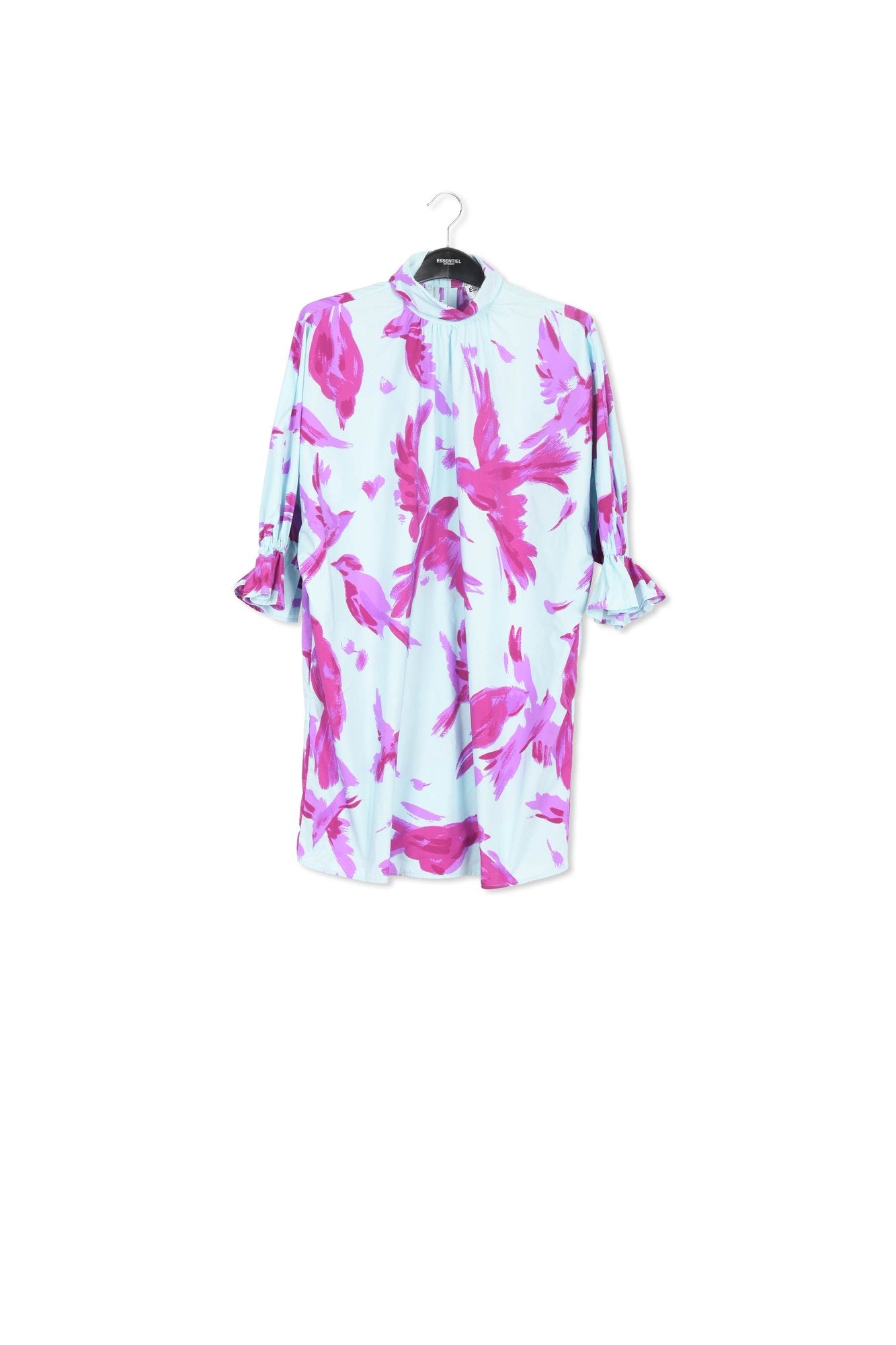 Light blue and purple mini dress with stand-up collar RE—SSENTIEL | Essentiel second hand