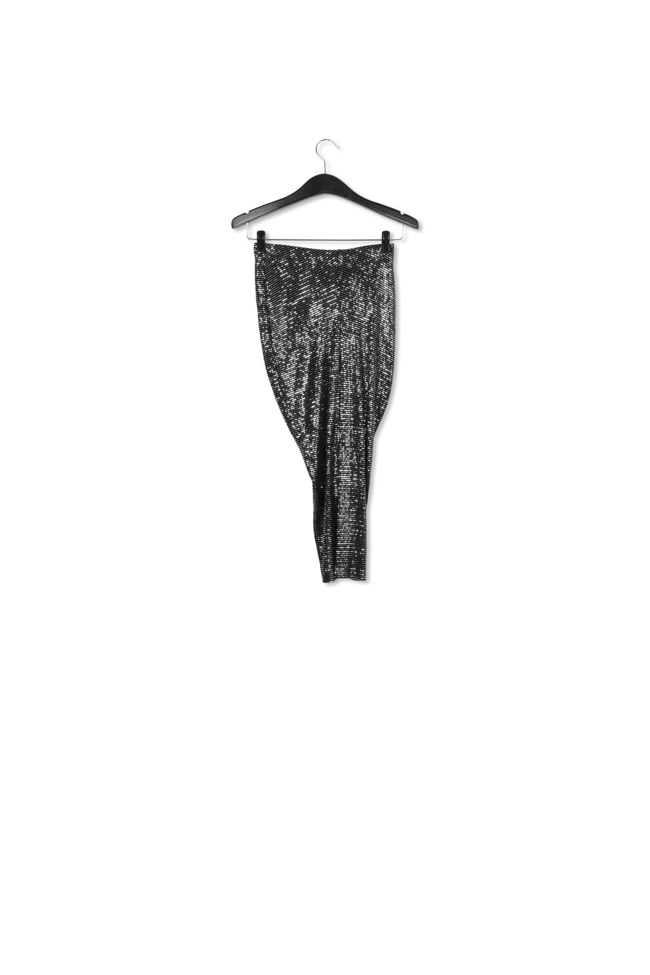 Black and silver stretch-jersey midi skirt RE—SSENTIEL | Essentiel second hand