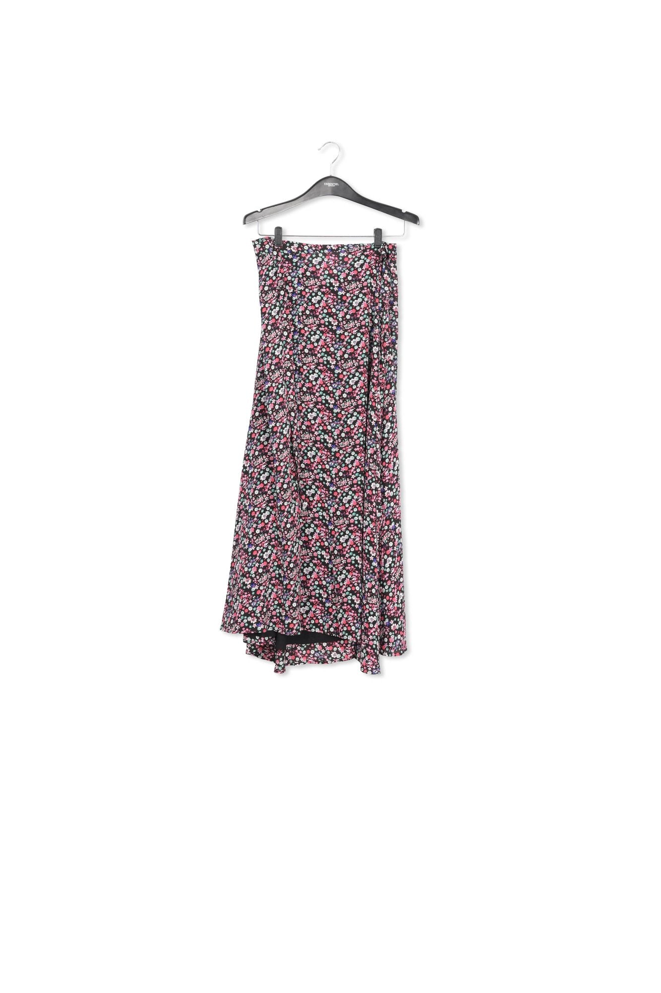 Black floral-print wrap maxi skirt RE—SSENTIEL | Essentiel second hand