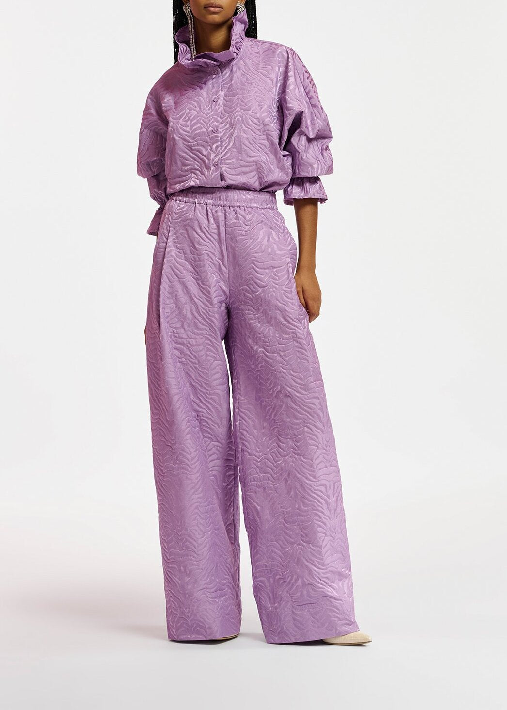 Lilac zebra jacquard shirt RE—SSENTIEL | Essentiel second hand