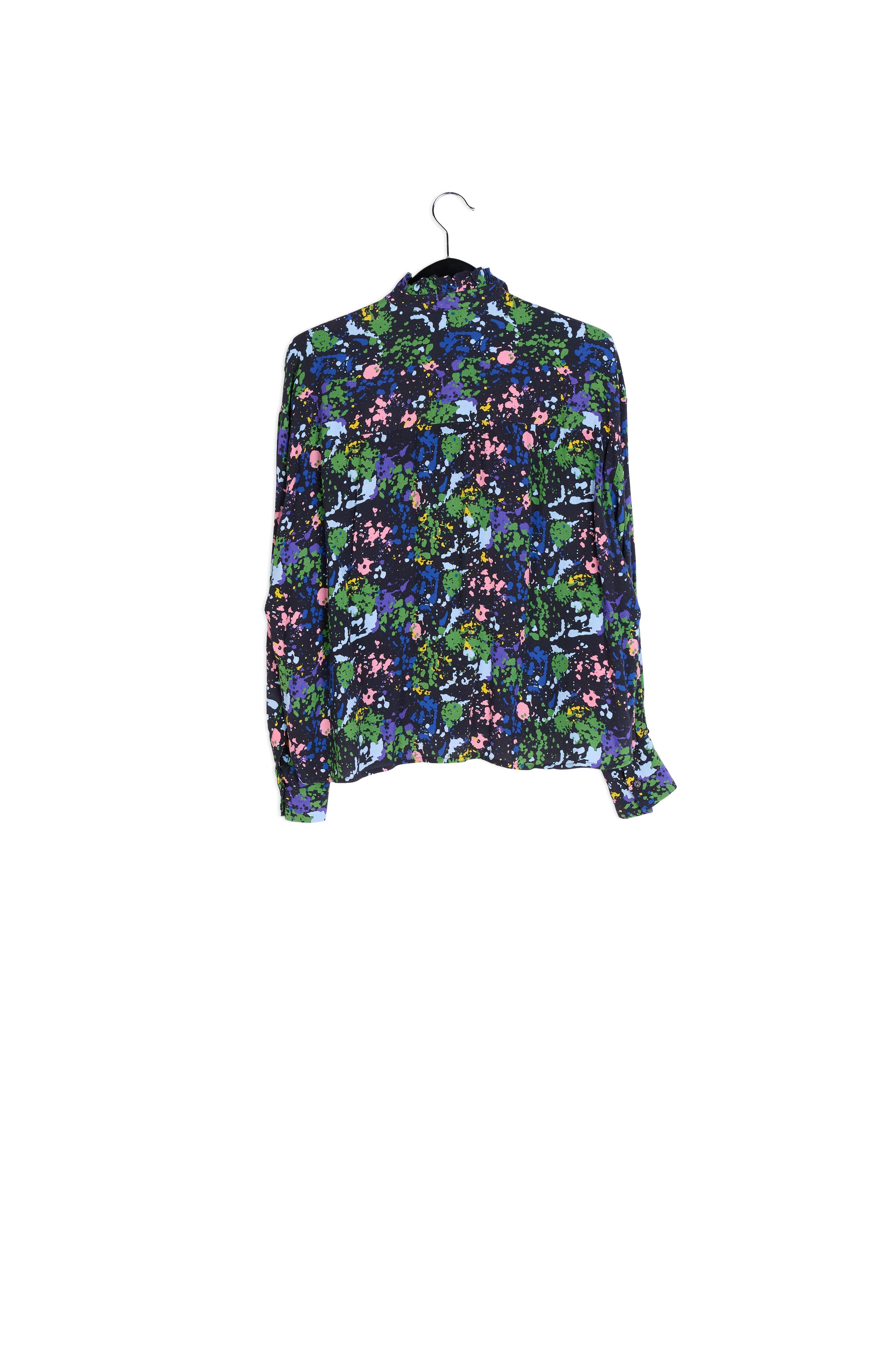 Zwart viscose overhemd met spattenprint RE—SSENTIEL | Essentiel second hand