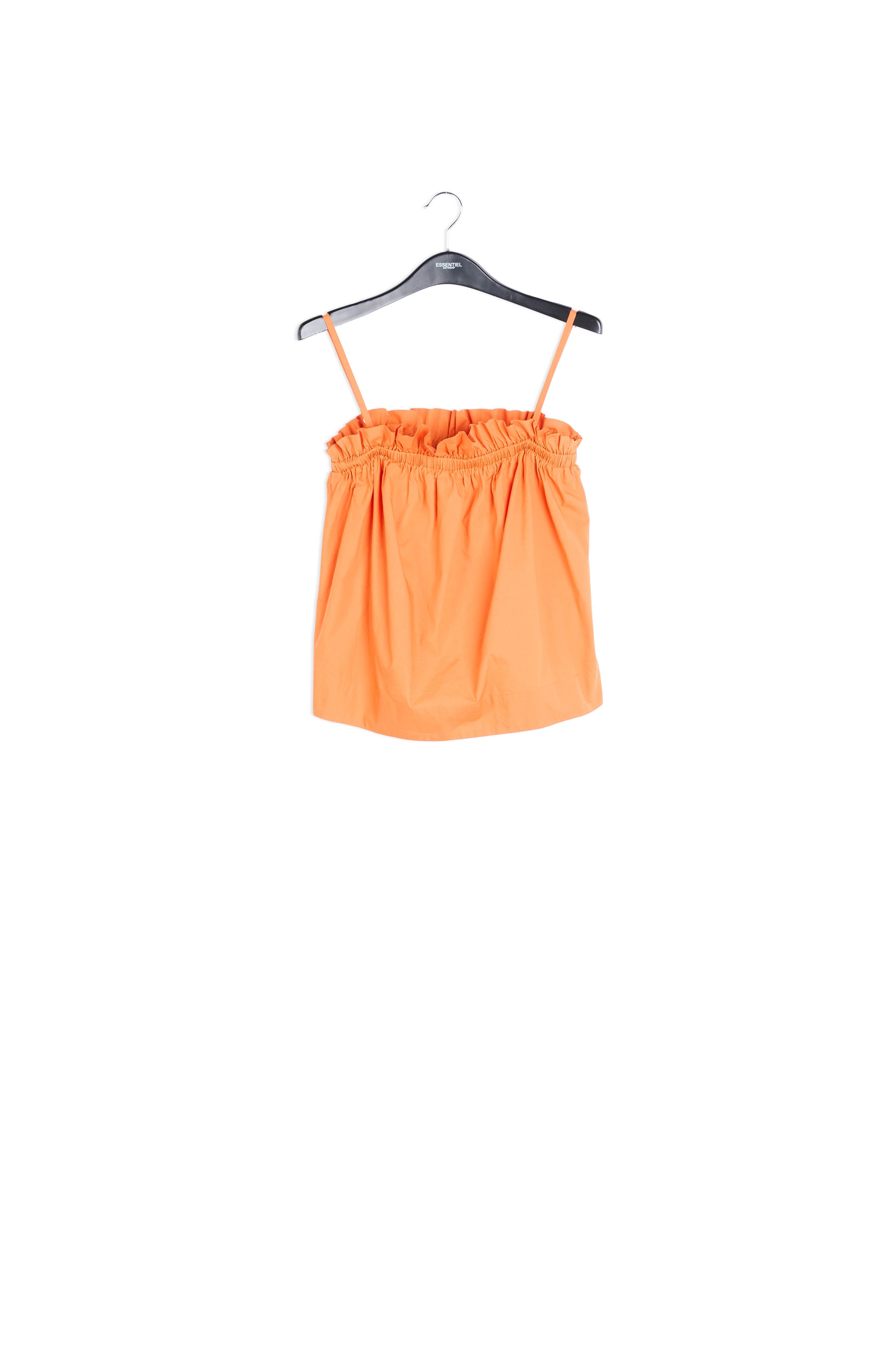 Orange cotton-poplin ruffled camisole RE—SSENTIEL | Essentiel second hand