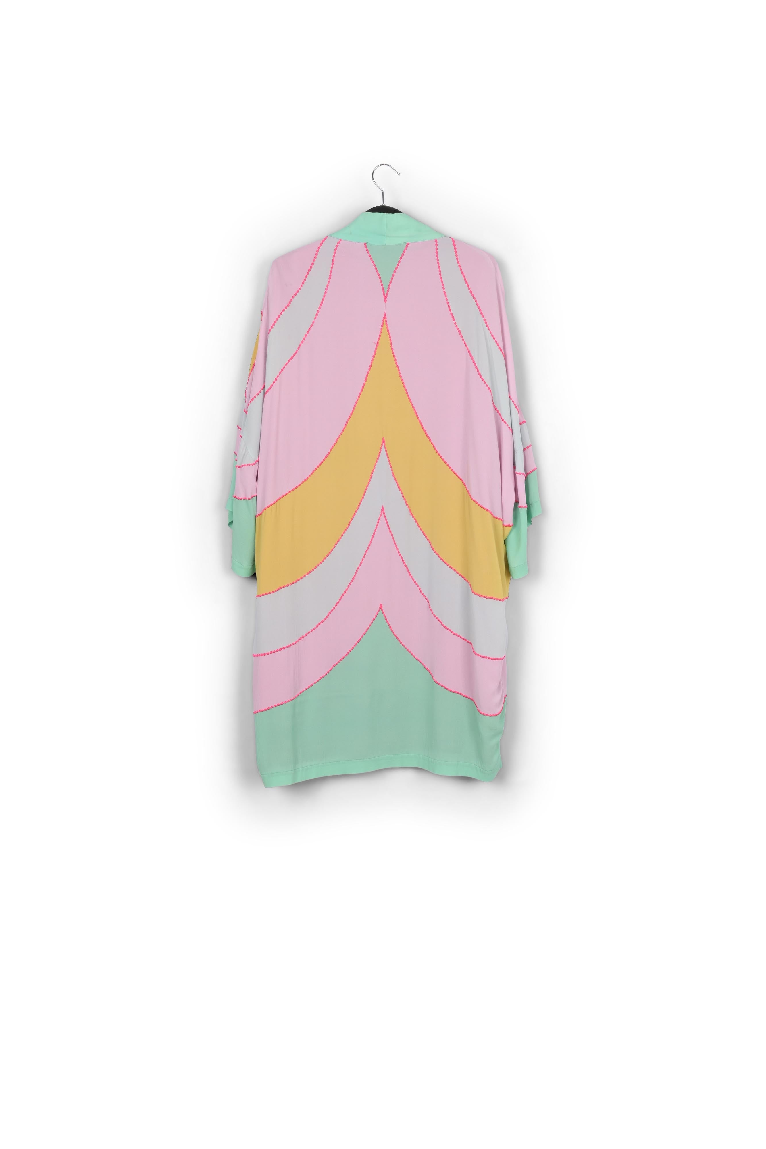 Yellow, pink and light blue kimono with embroideries RE—SSENTIEL | Essentiel second hand