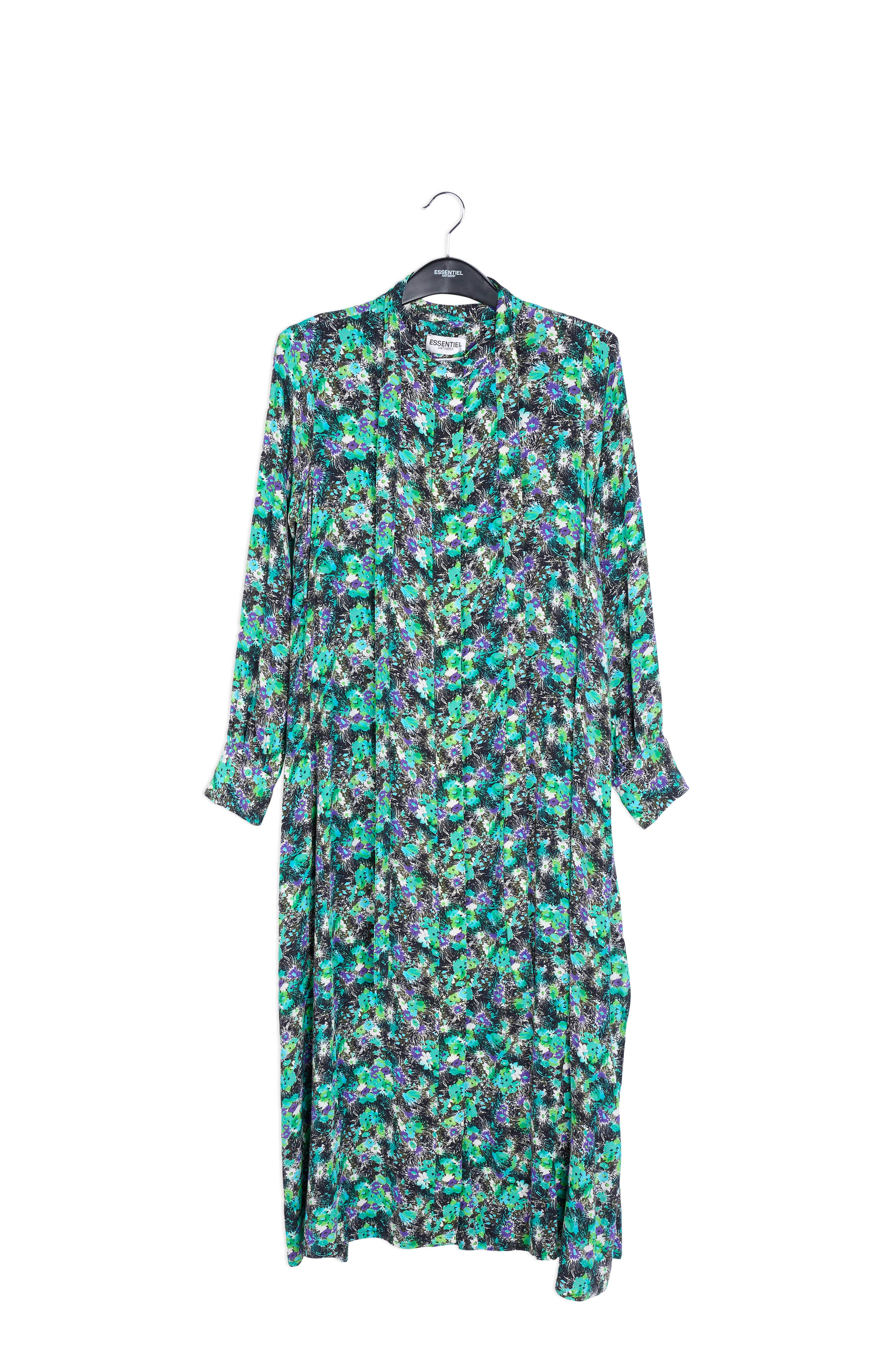 Green floral print a-line shirt dress RE—SSENTIEL | Essentiel second hand