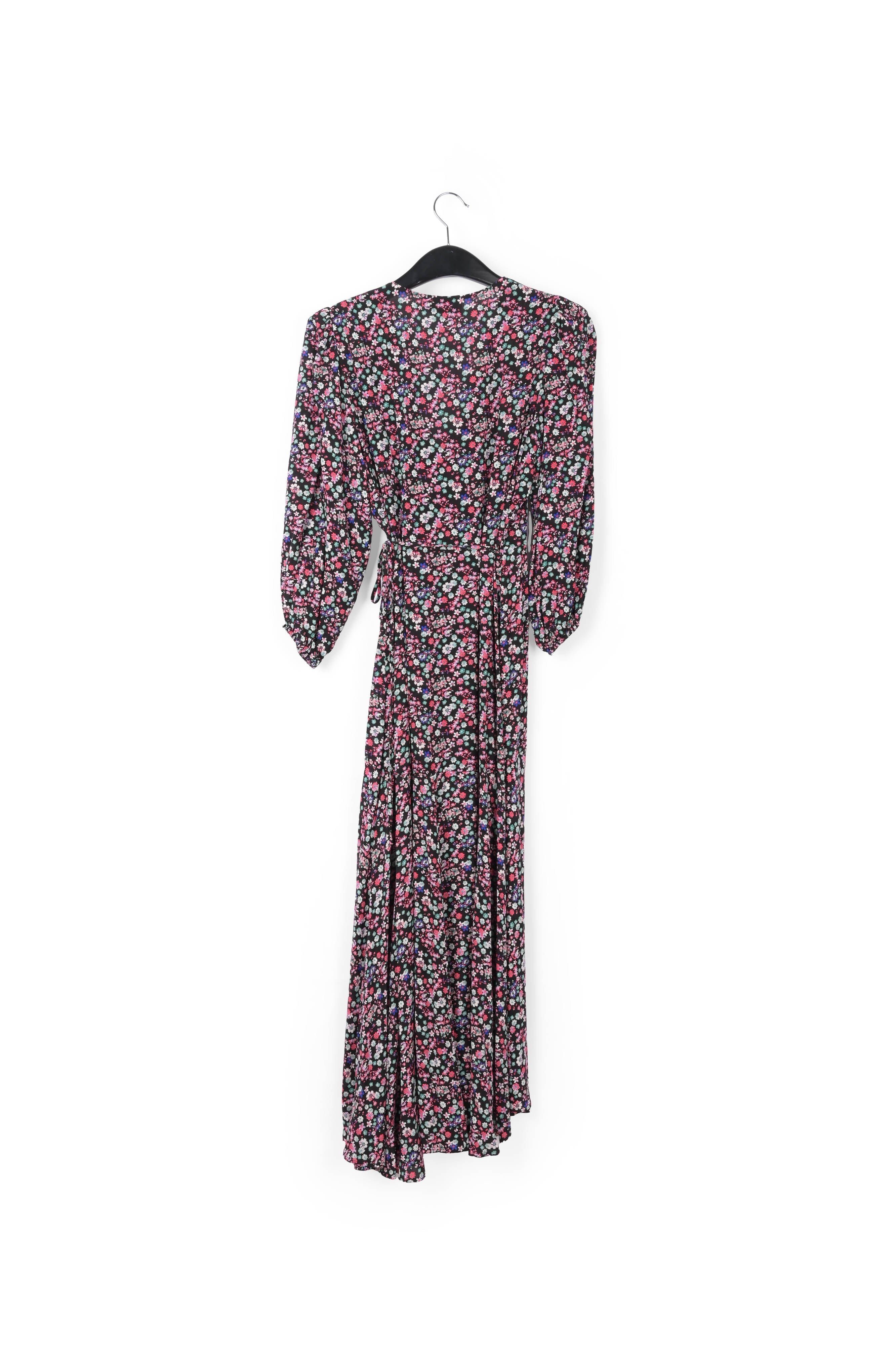 Black floral-print wrap maxi dress RE—SSENTIEL | Essentiel second hand