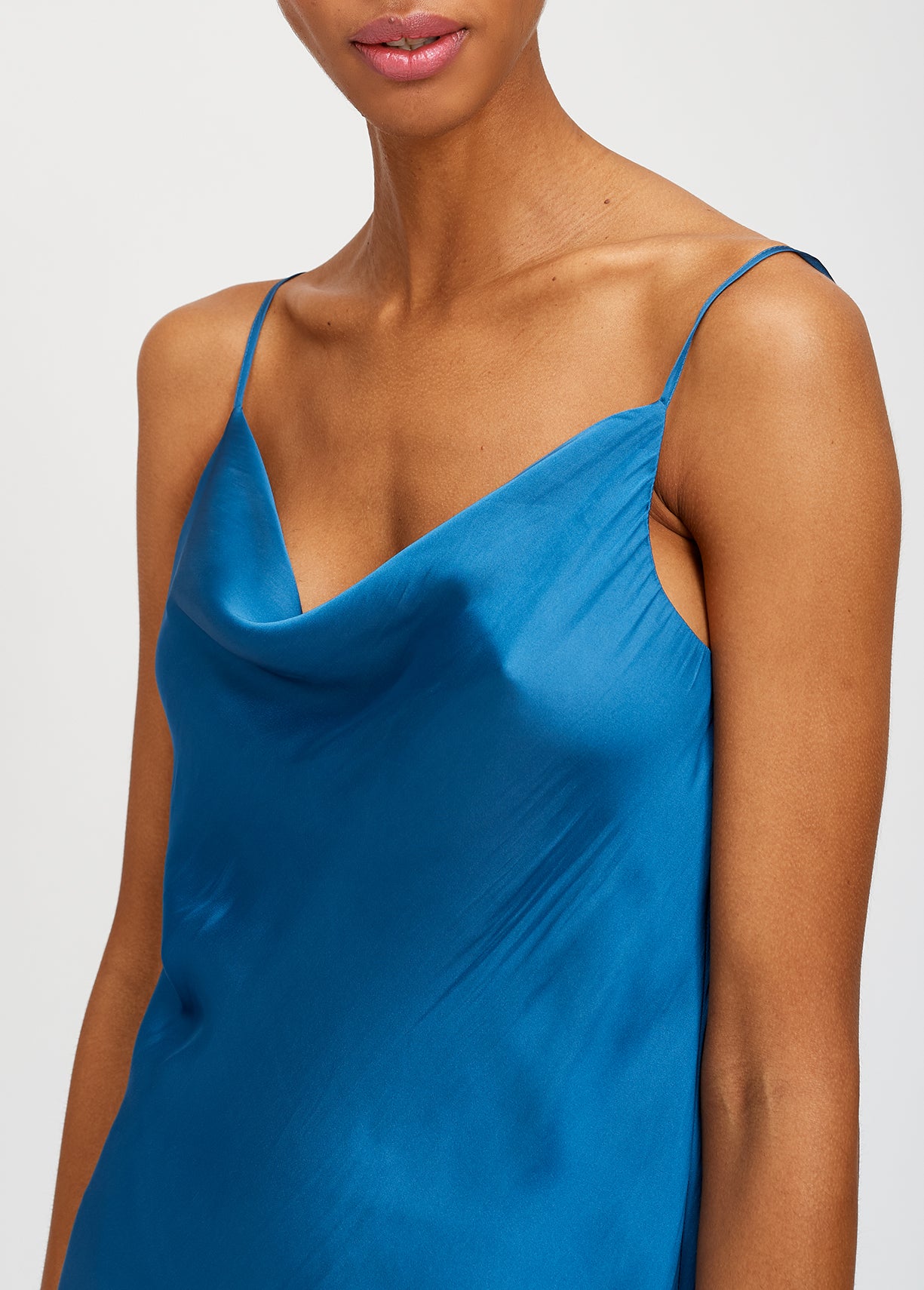Blue midi dress with cowl neckline RE—SSENTIEL | Essentiel second hand