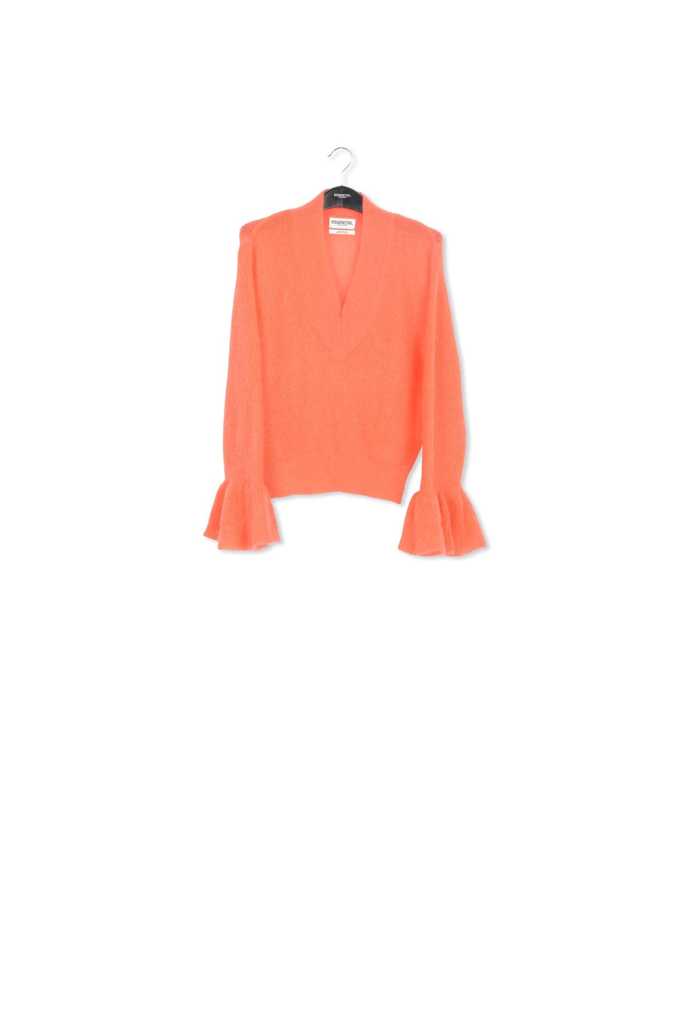 Orange V-neck mohair-blend sweater RE—SSENTIEL | Essentiel second hand