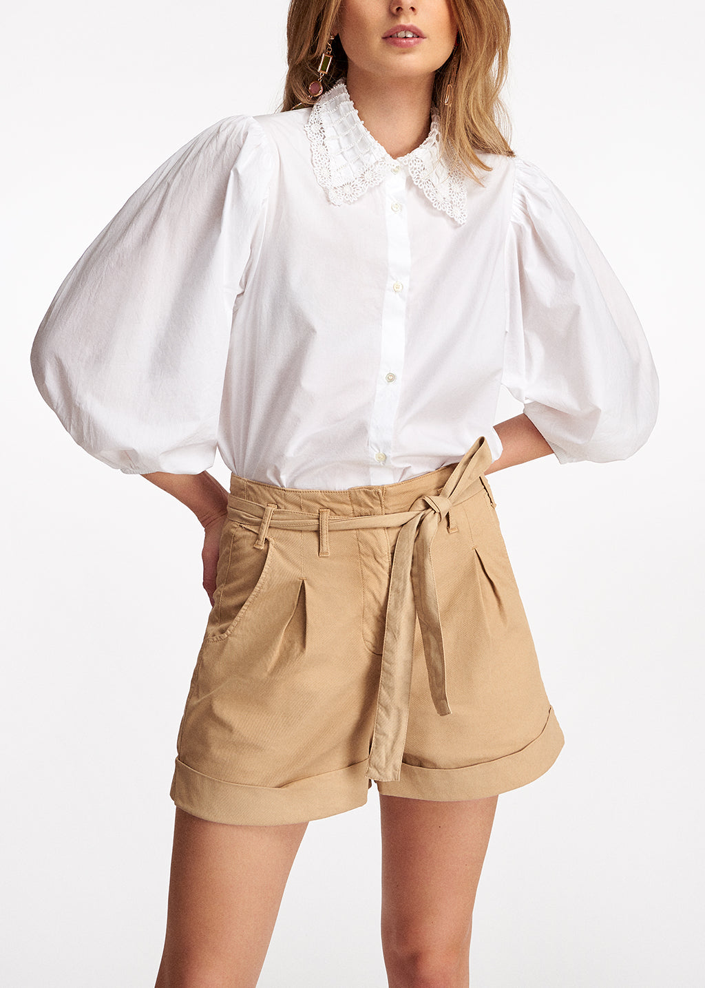 Beige high-waisted shorts RE—SSENTIEL | Essentiel second hand