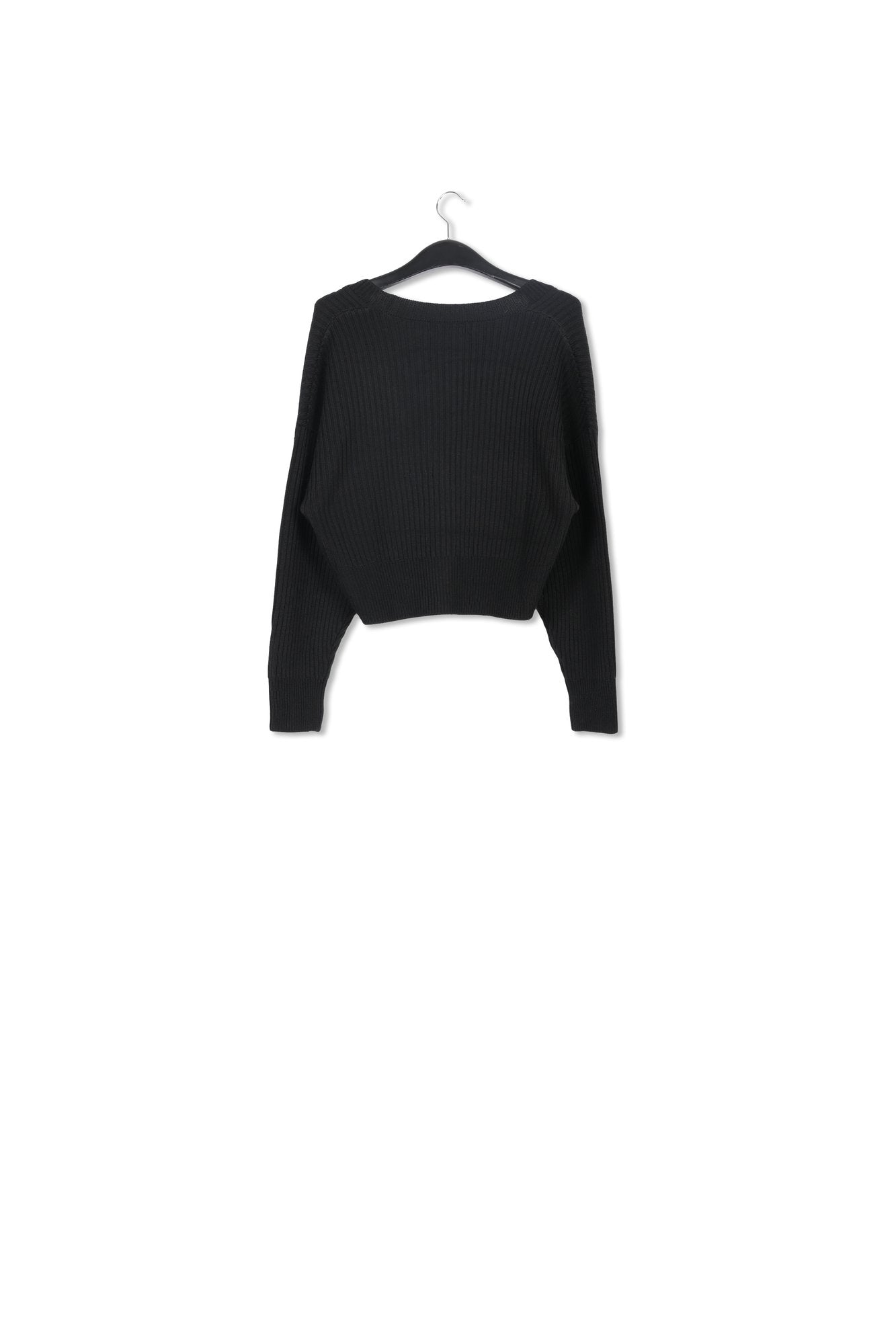 Black rhinestone-button V-neck cardigan RE—SSENTIEL | Essentiel second hand