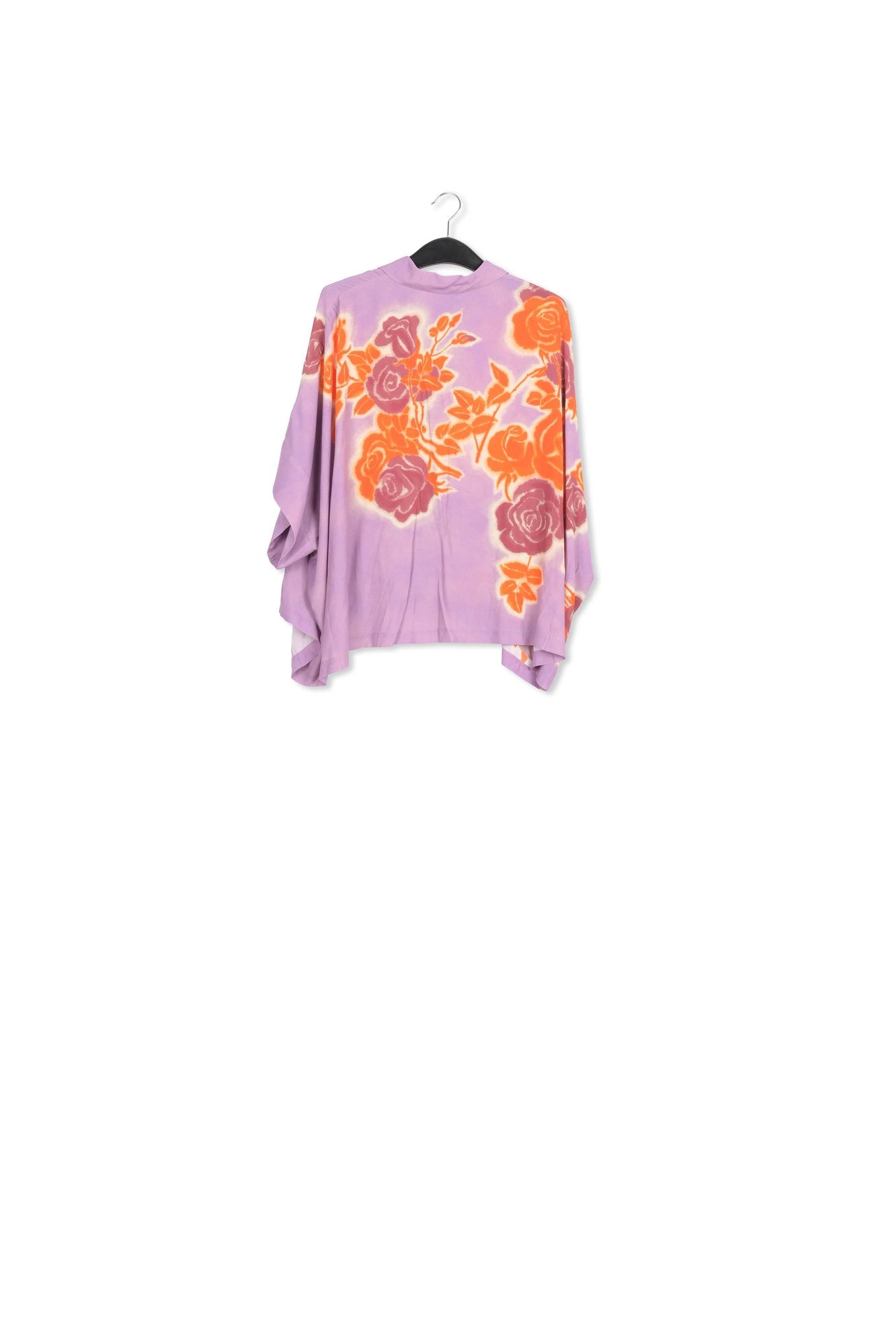 Oversized hemd met lila, oranje en paarse bloemenprint RE—SSENTIEL | Essentiel second hand
