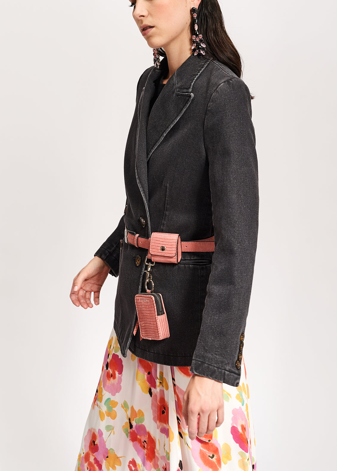 Veste noire croisée en jean RE—SSENTIEL | Essentiel second hand