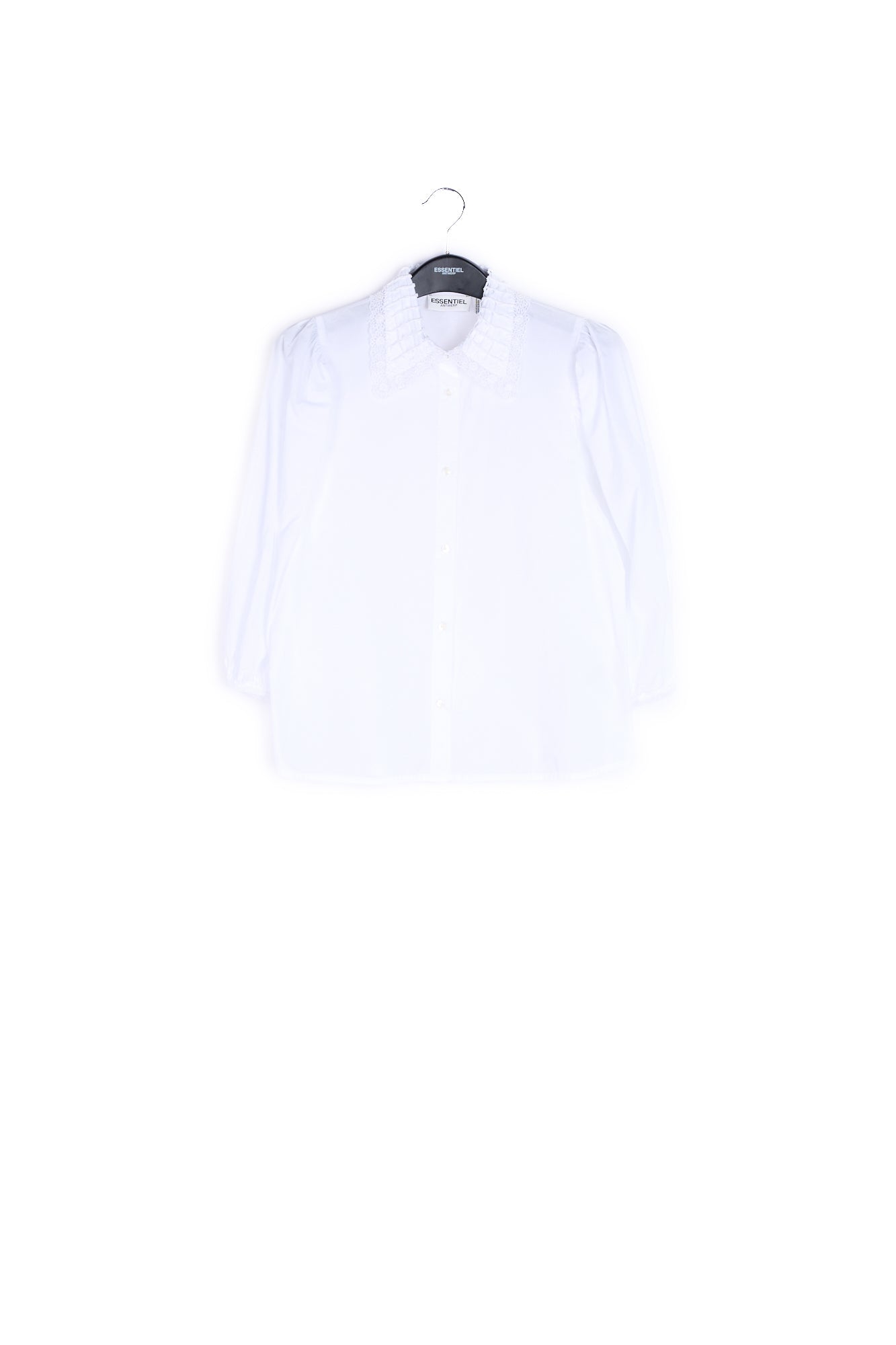 White cotton-poplin shirt with lace collar RE—SSENTIEL | Essentiel second hand