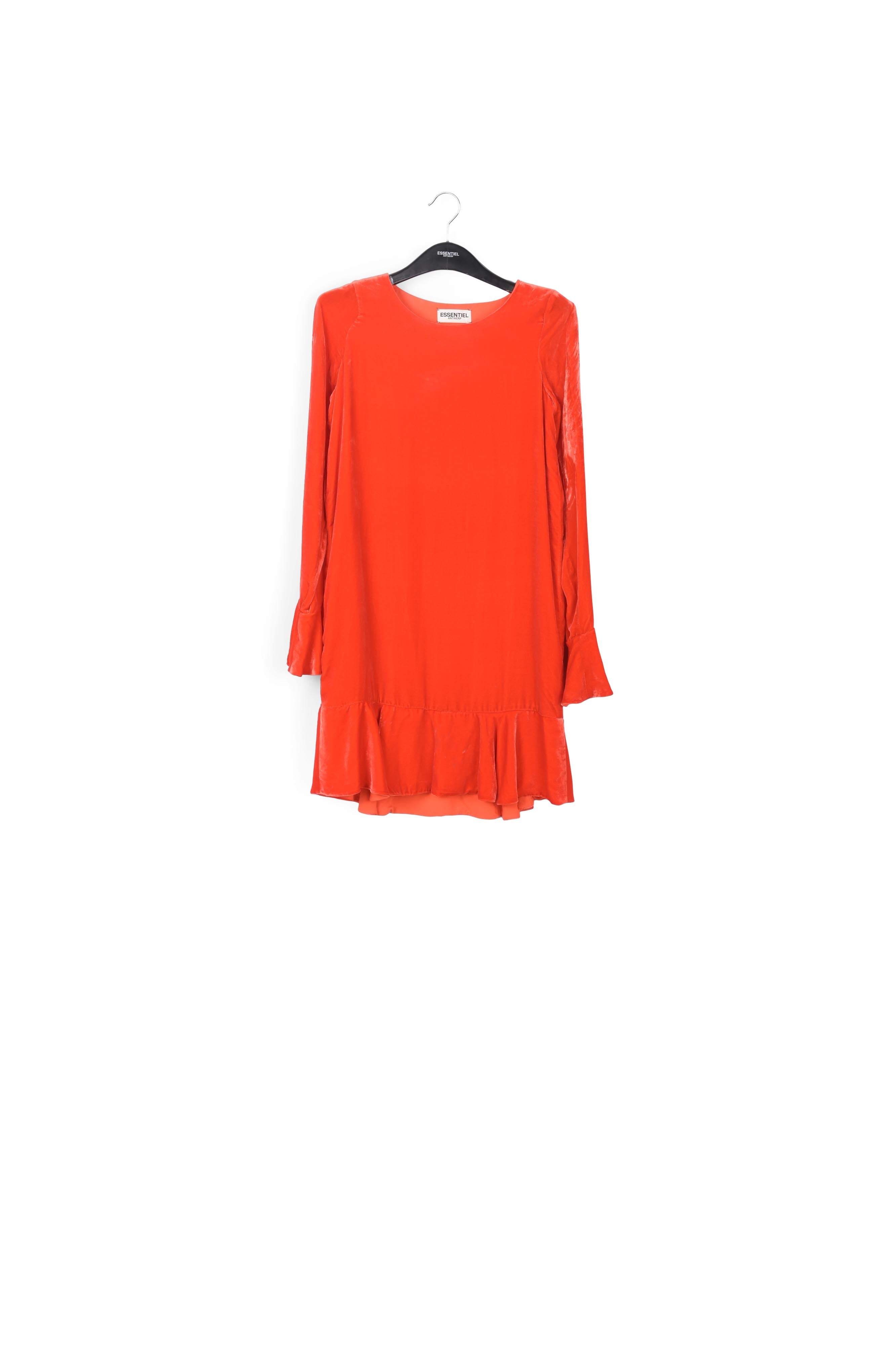 Mini robe en velours orange avec bas à volants RE—SSENTIEL | Essentiel second hand