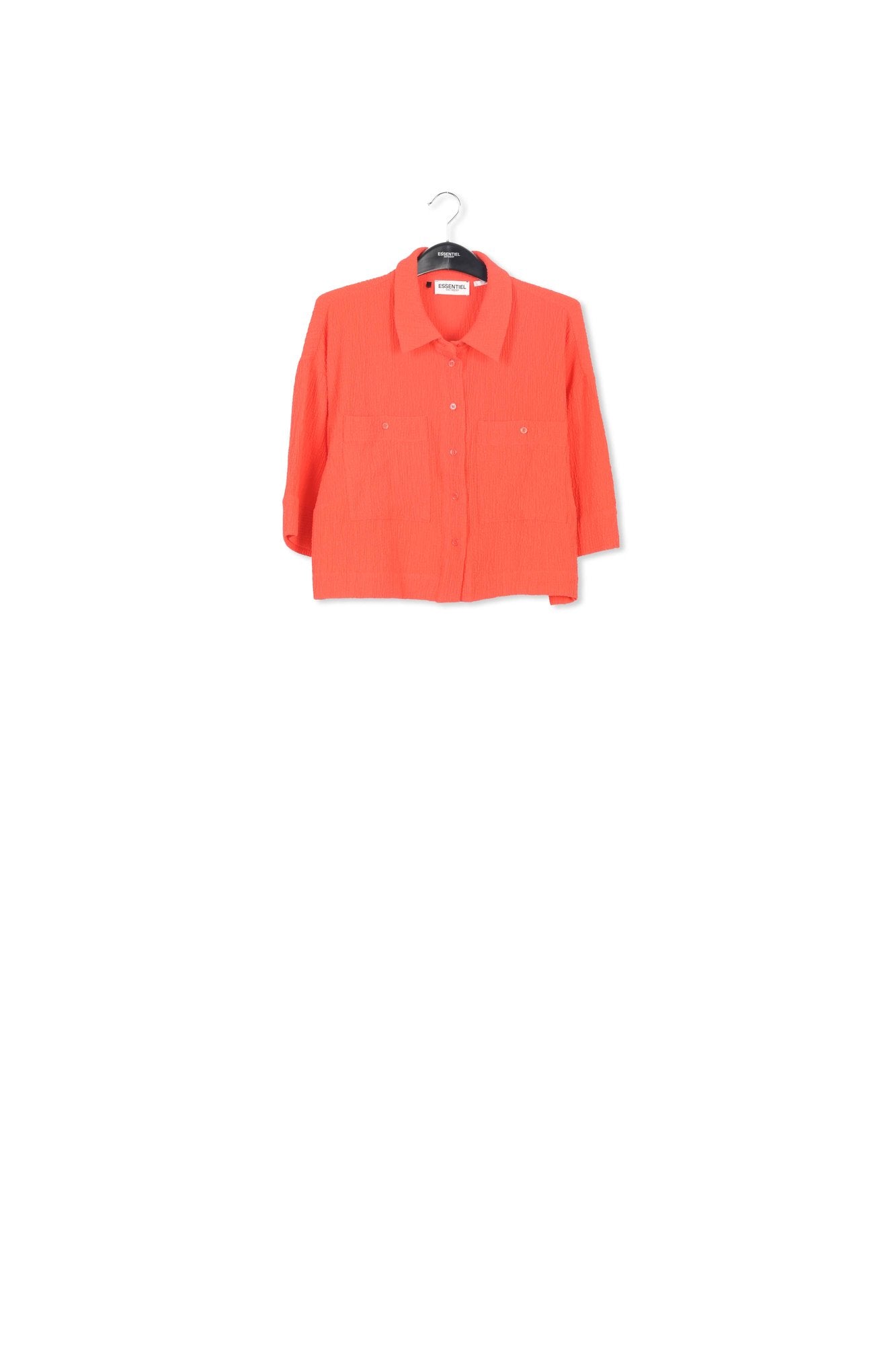 Red seersucker cropped shirt RE—SSENTIEL | Essentiel second hand