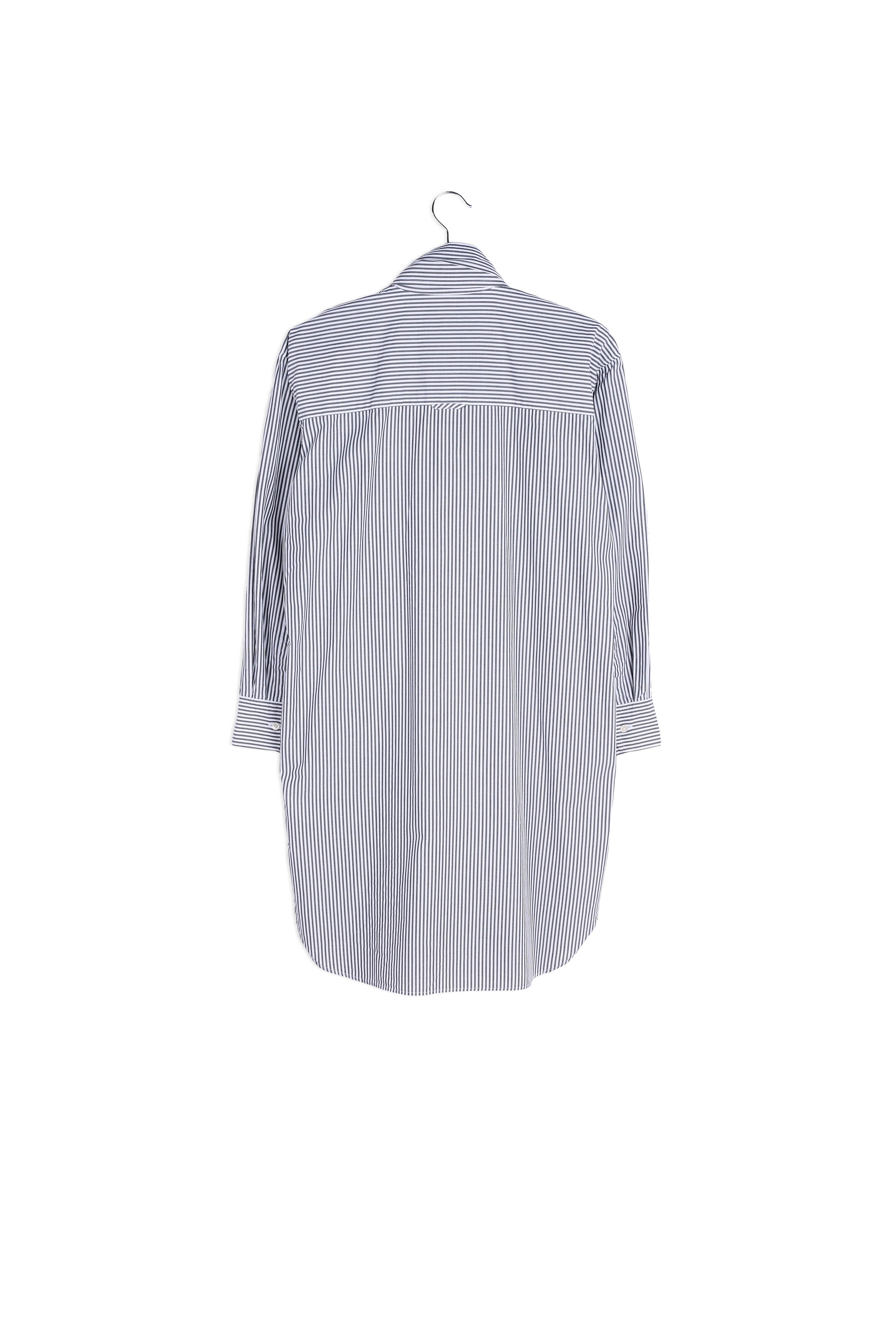Robe chemise à rayures gris et blanc cassé RE—SSENTIEL | Essentiel second hand