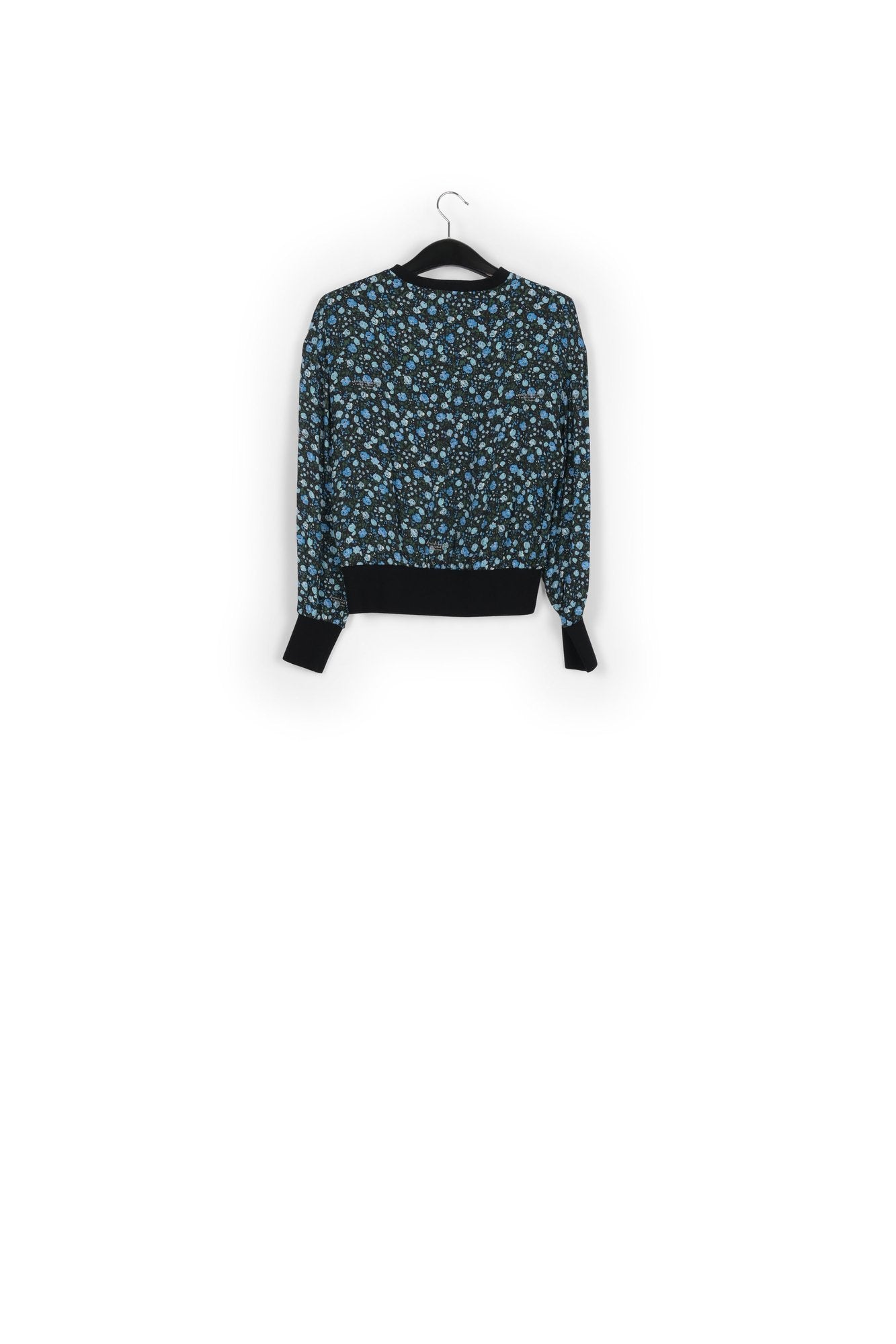 Blue and turquoise print top with contrast ribs RE—SSENTIEL | Essentiel second hand
