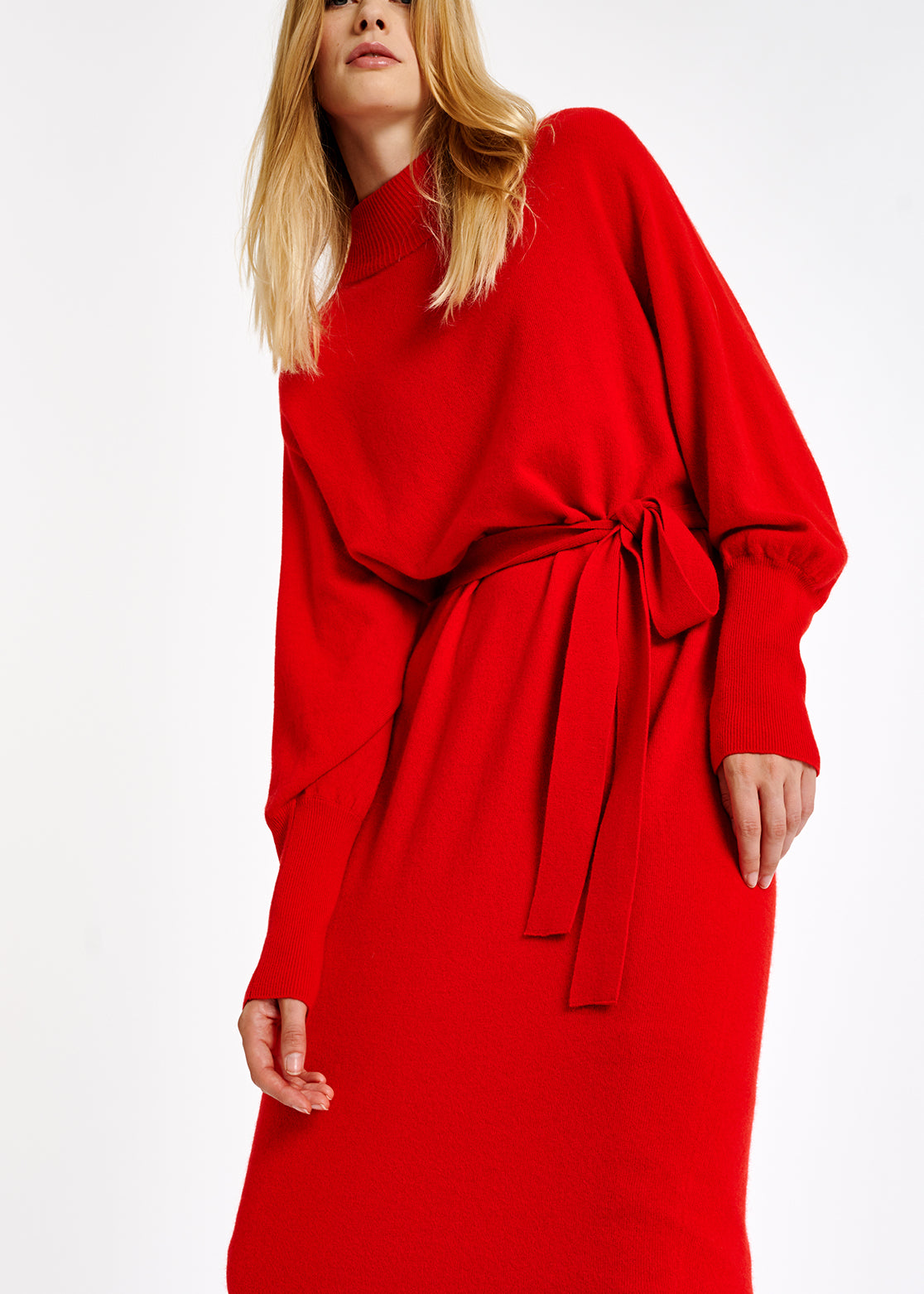 Orange midi-length merino wool blend knit dress RE—SSENTIEL | Essentiel second hand