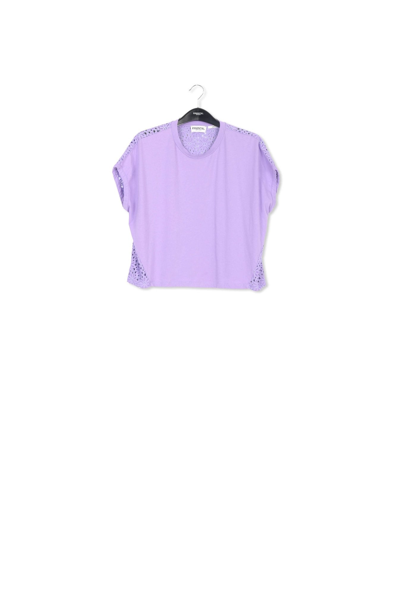 Lilac T-shirt with lace back panel RE—SSENTIEL | Essentiel second hand