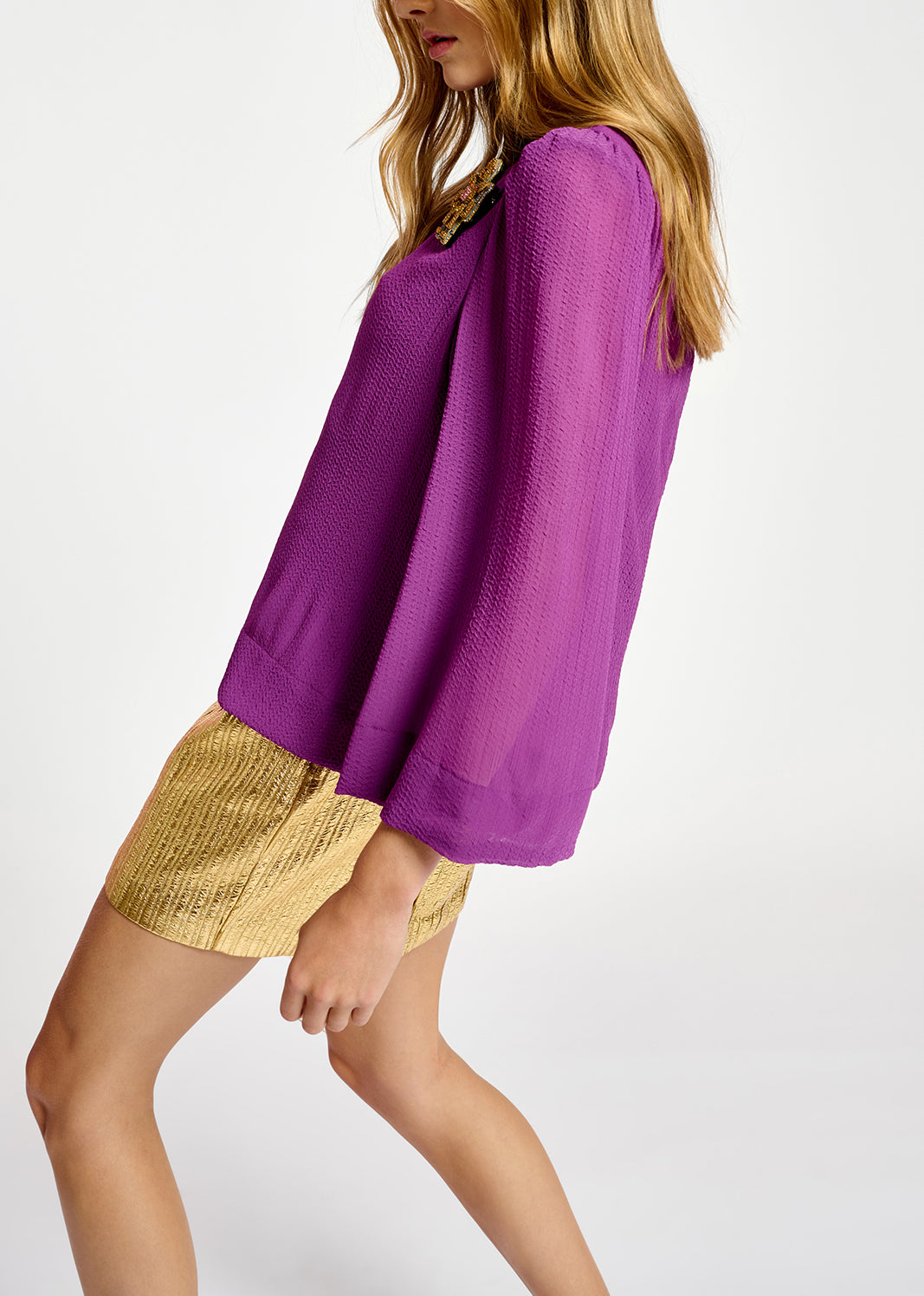 Top pourpre aux épaules bouffantes RE—SSENTIEL | Essentiel second hand