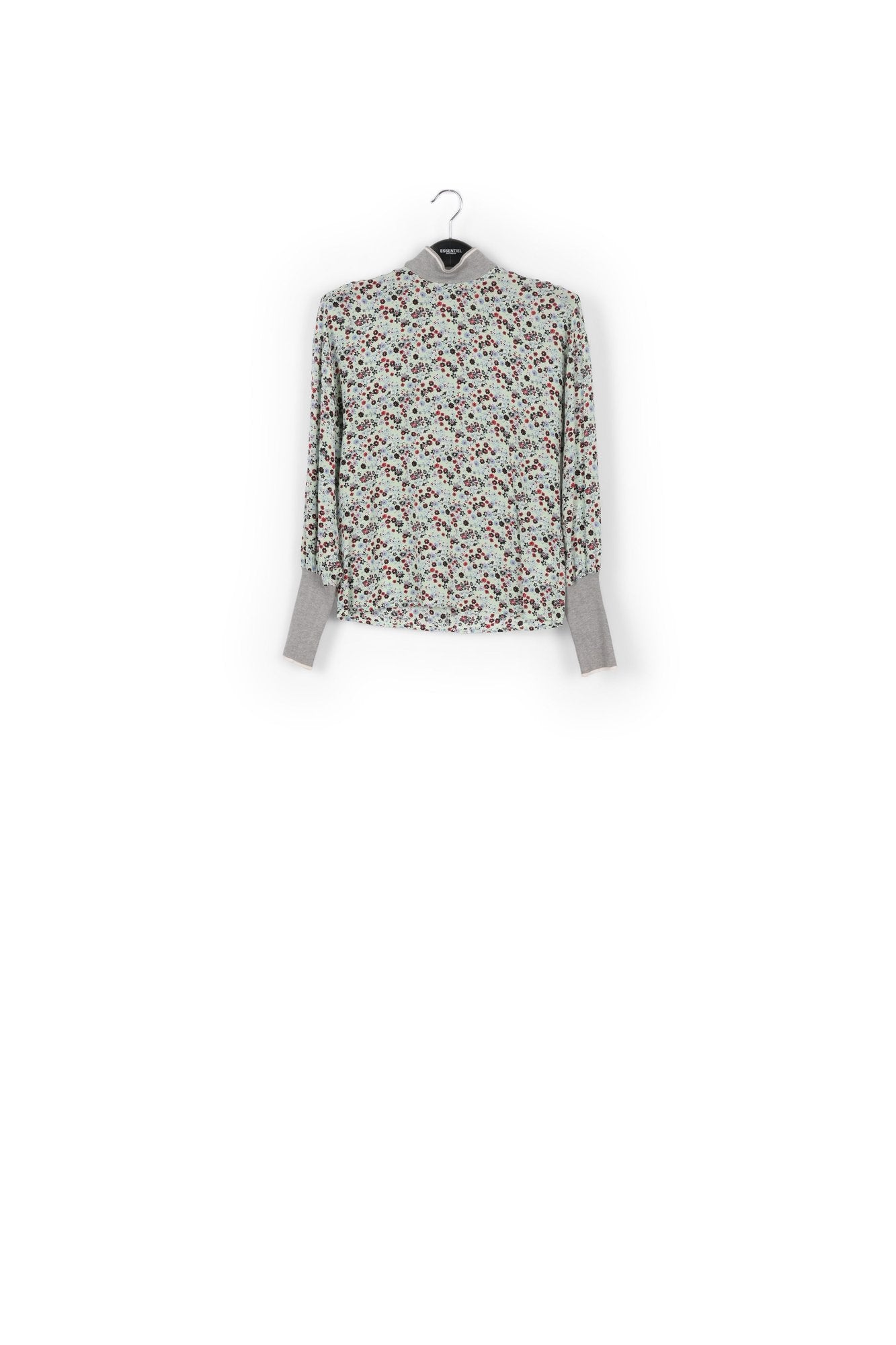 Mint green floral-print top with contrasting trims RE—SSENTIEL | Essentiel second hand