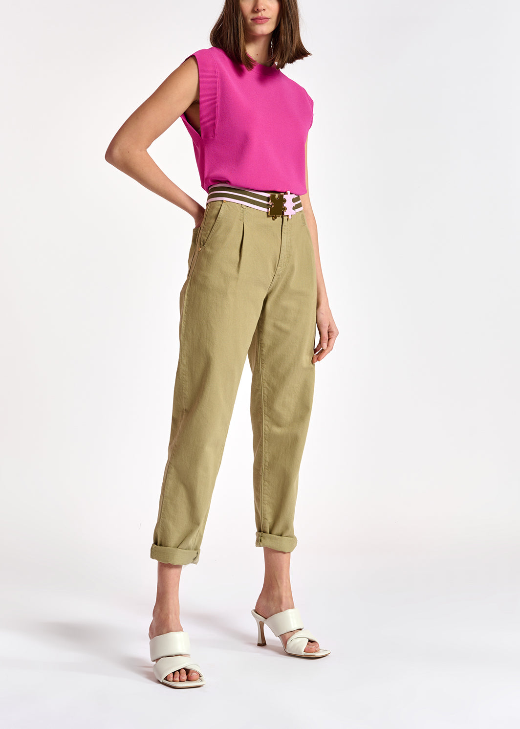 Pink sleeveless knitted top RE—SSENTIEL | Essentiel second hand