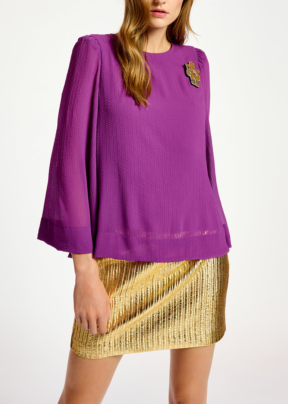 Top pourpre aux épaules bouffantes RE—SSENTIEL | Essentiel second hand