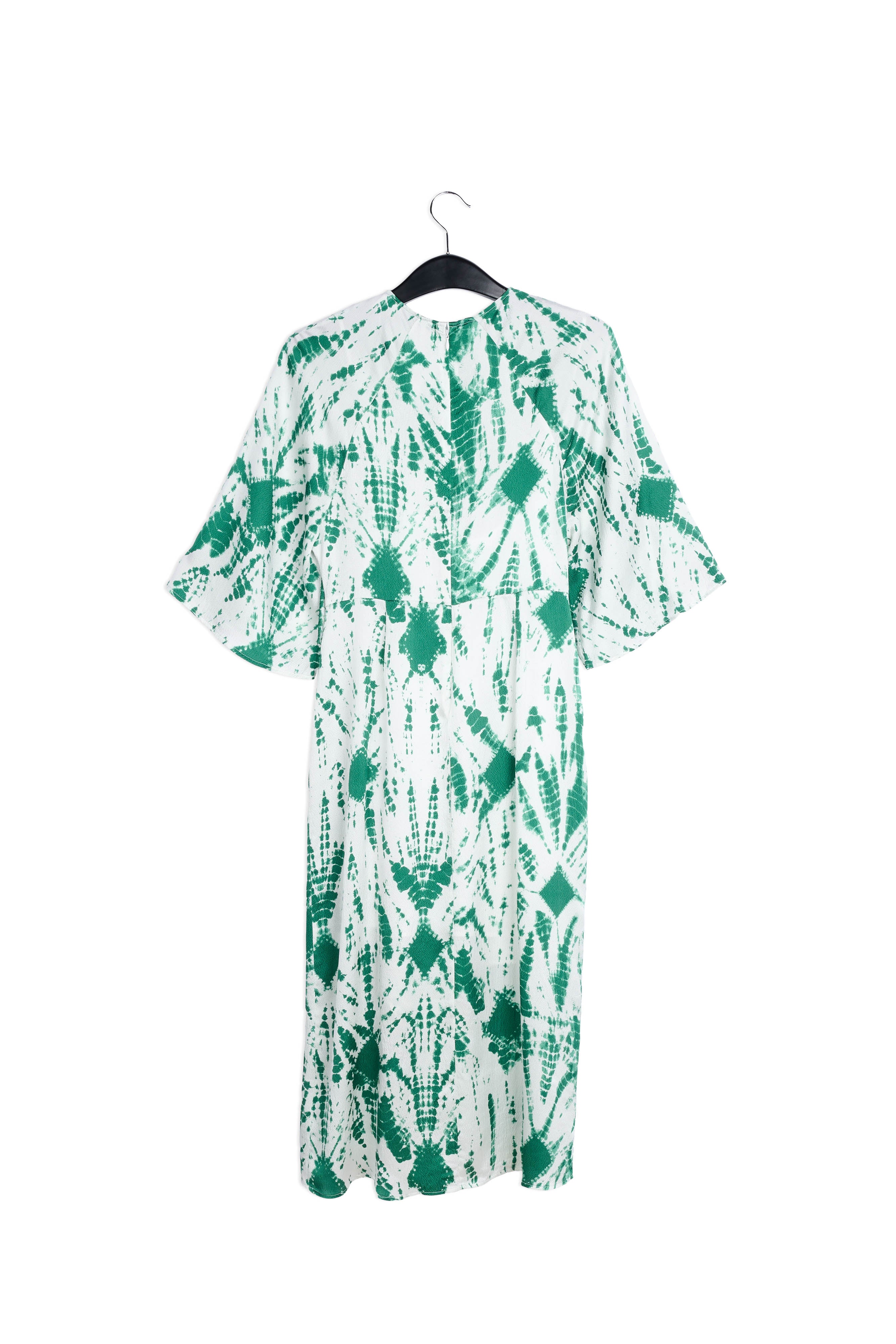 Off-white and green tie-dyed silk midi dress RE—SSENTIEL | Essentiel second hand