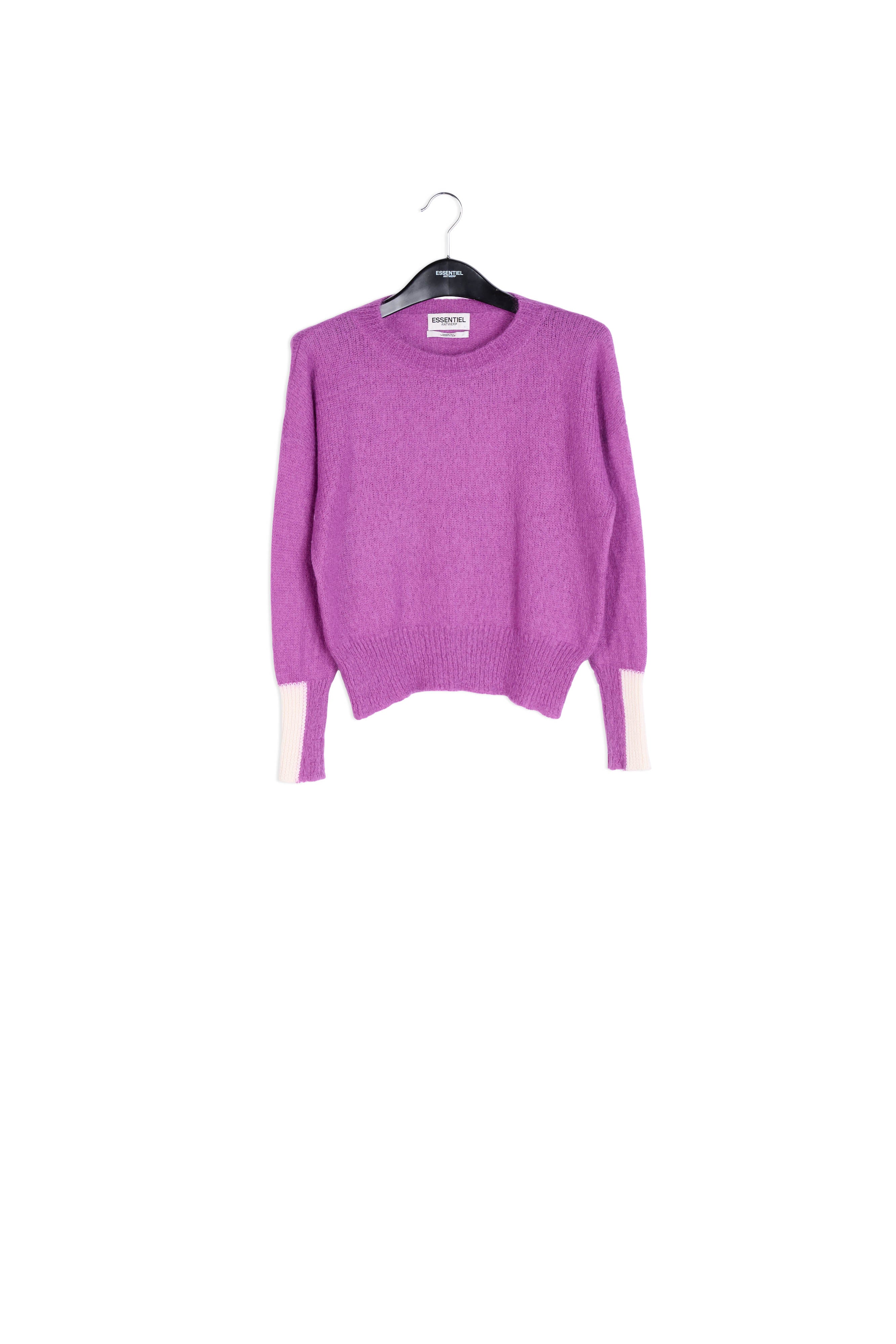 Purple light knit sweater with contrasting cuffs RE—SSENTIEL | Essentiel second hand
